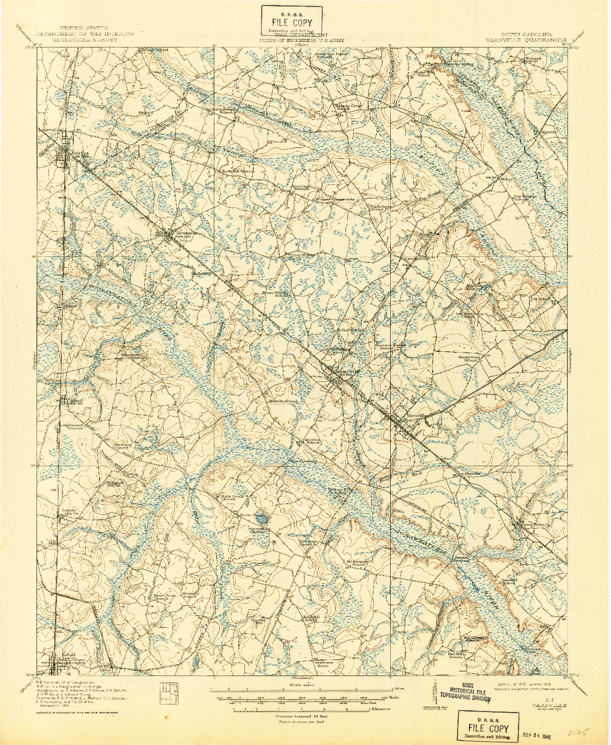 USGS 1:62500-SCALE QUADRANGLE FOR VARNVILLE, SC 1918