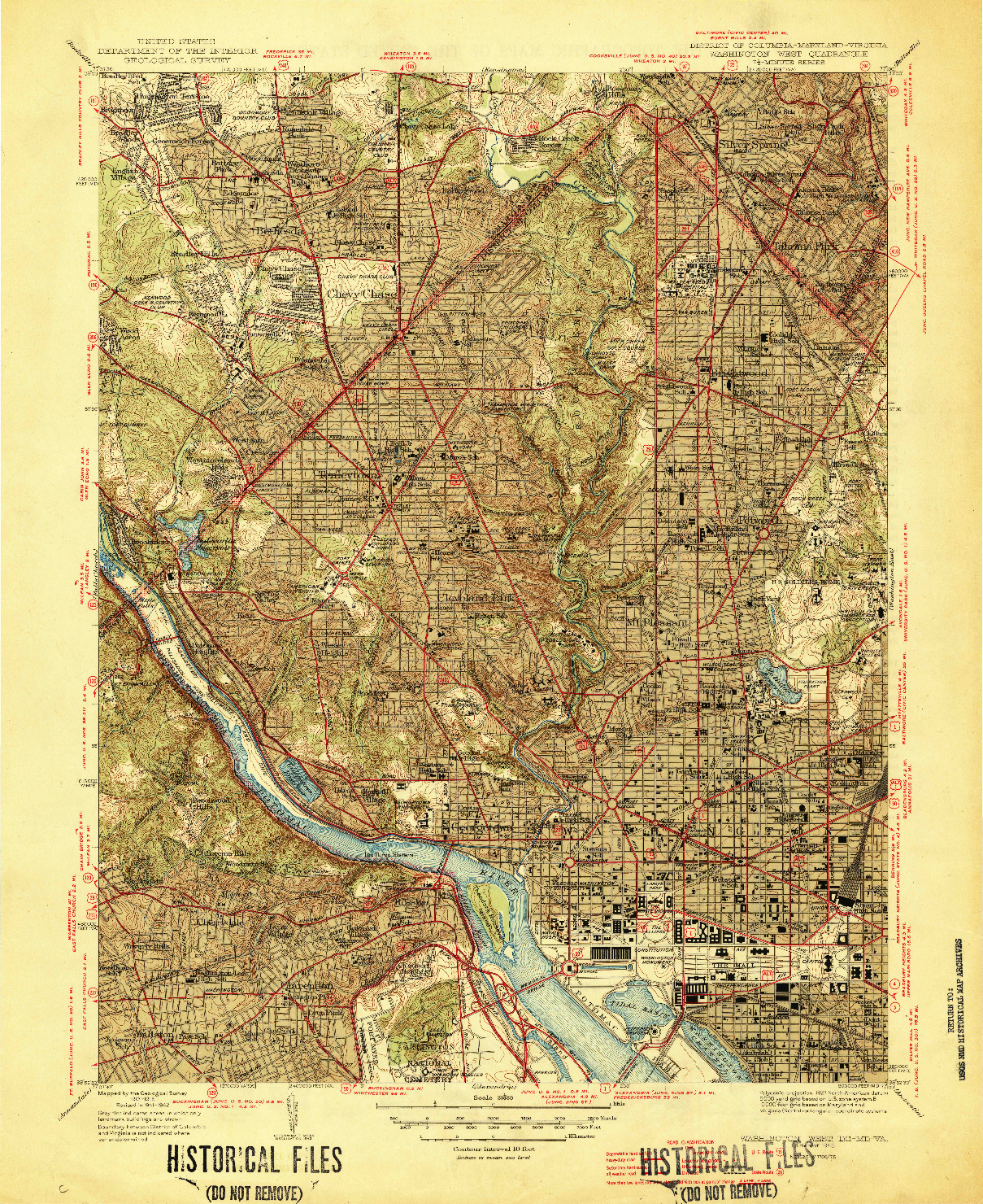 USGS 1:31680-SCALE QUADRANGLE FOR WASHINGTON WEST, DC 1945