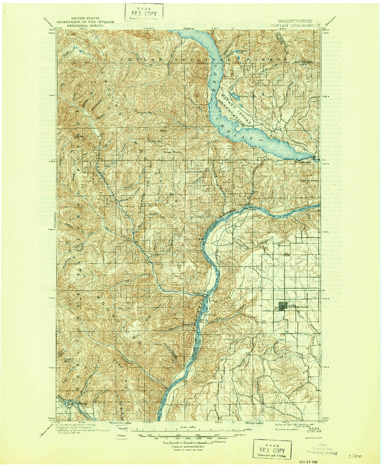 USGS 1:125000-SCALE QUADRANGLE FOR CHELAN, WA 1901