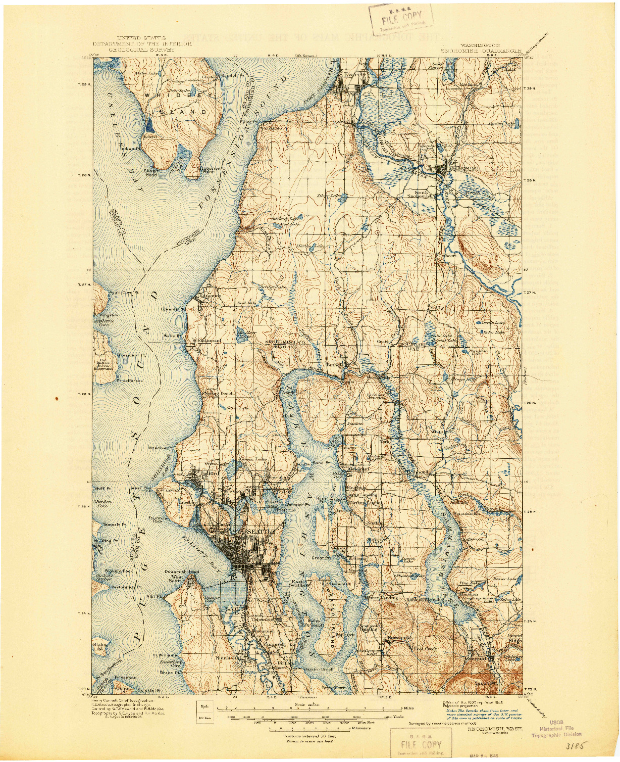 USGS 1:125000-SCALE QUADRANGLE FOR SNOHOMISH, WA 1897