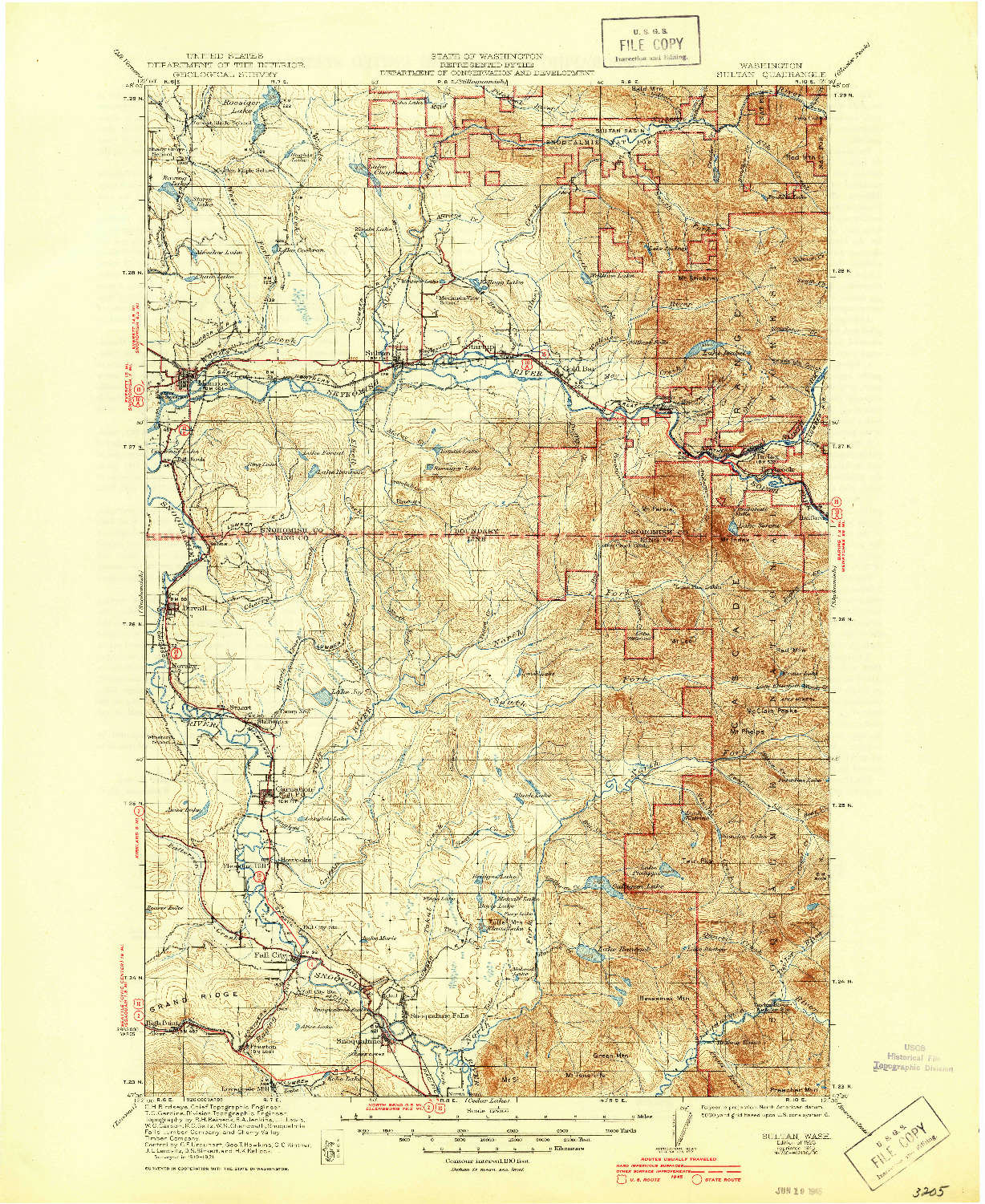 USGS 1:125000-SCALE QUADRANGLE FOR SULTAN, WA 1923