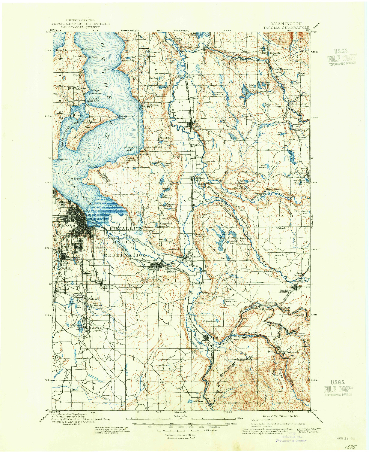 USGS 1:125000-SCALE QUADRANGLE FOR TACOMA, WA 1900