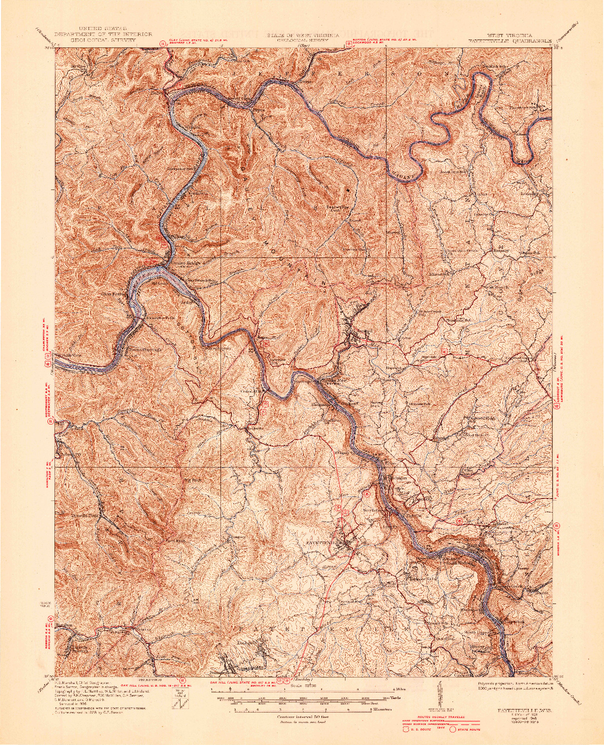 USGS 1:62500-SCALE QUADRANGLE FOR FAYETTEVILLE, WV 1931