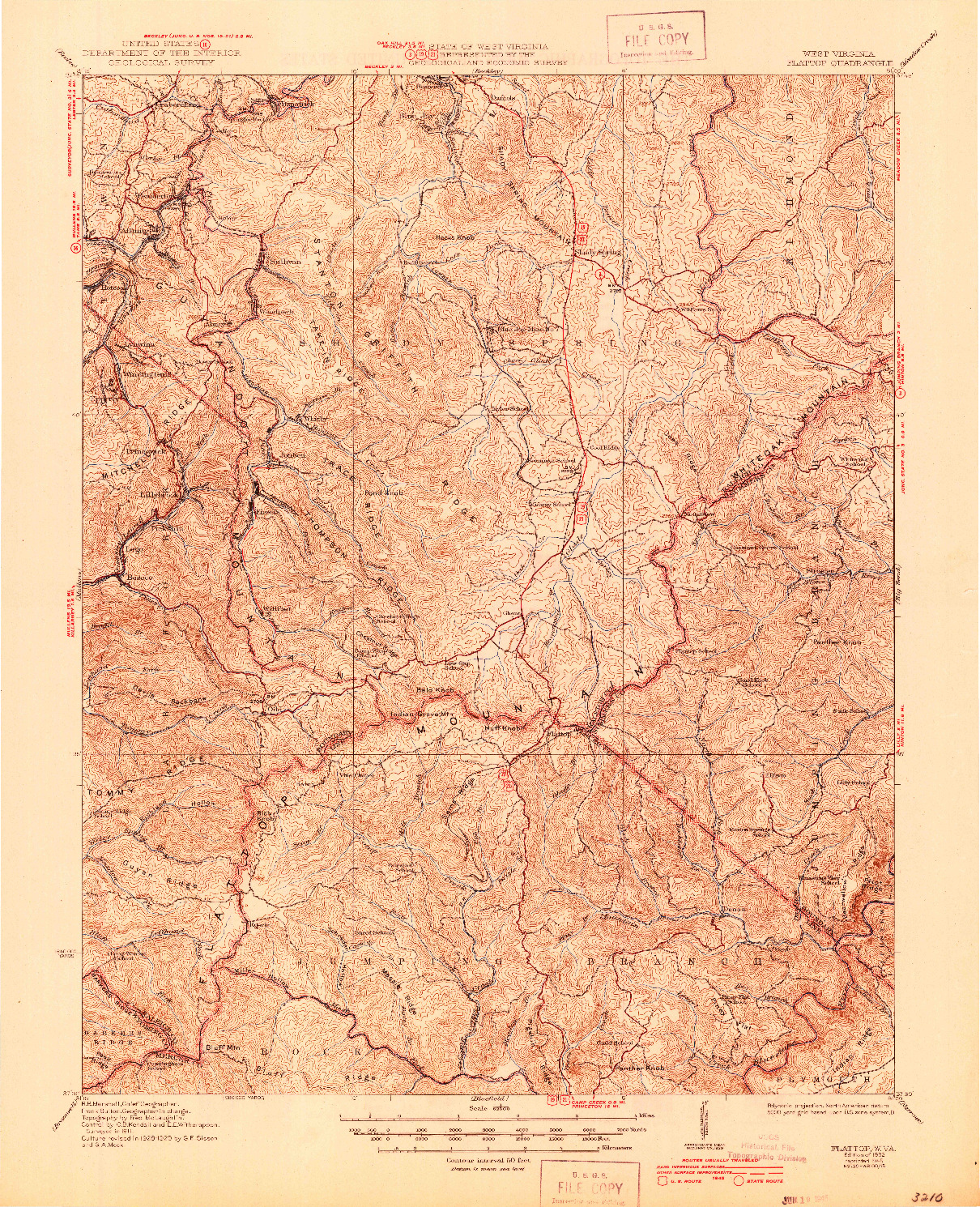 USGS 1:62500-SCALE QUADRANGLE FOR FLATTOP, WV 1932