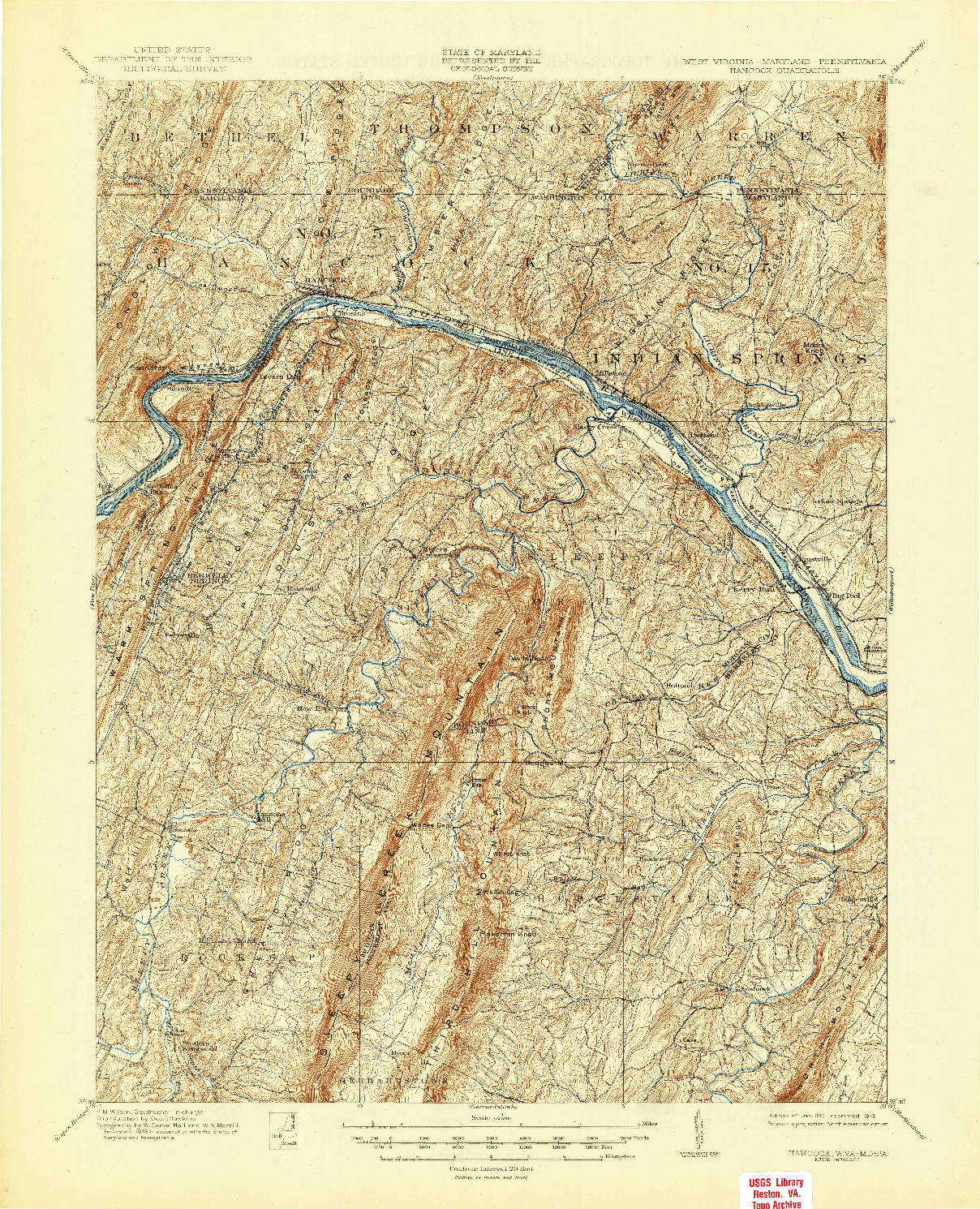 USGS 1:62500-SCALE QUADRANGLE FOR HANCOCK, WV 1901