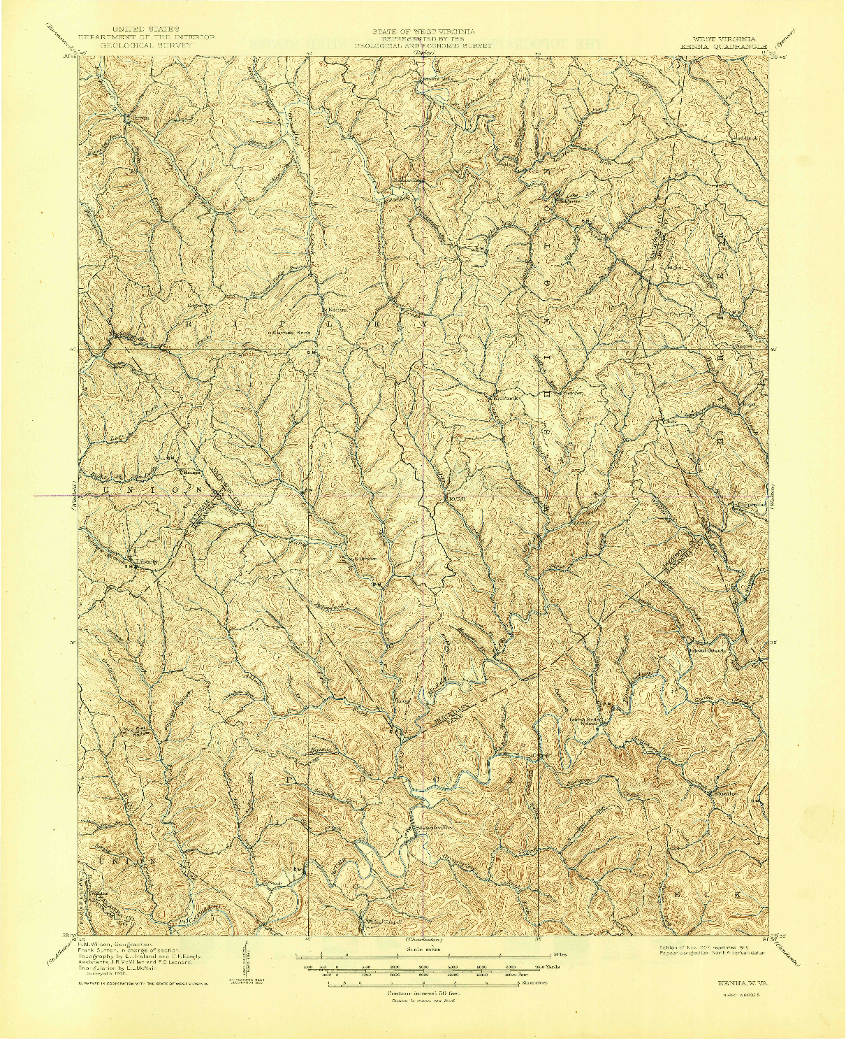 USGS 1:62500-SCALE QUADRANGLE FOR KENNA, WV 1907