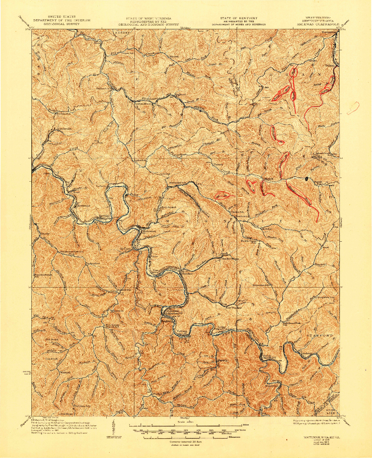 USGS 1:62500-SCALE QUADRANGLE FOR MATEWAN, WV 1928