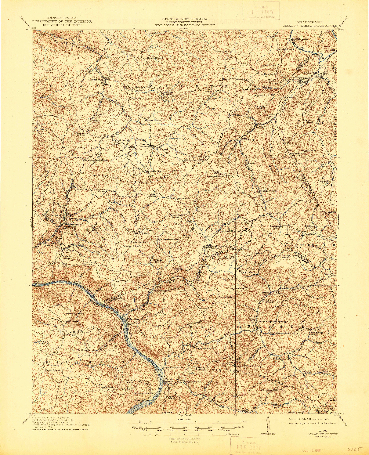 USGS 1:62500-SCALE QUADRANGLE FOR MEADOW CREEK, WV 1915
