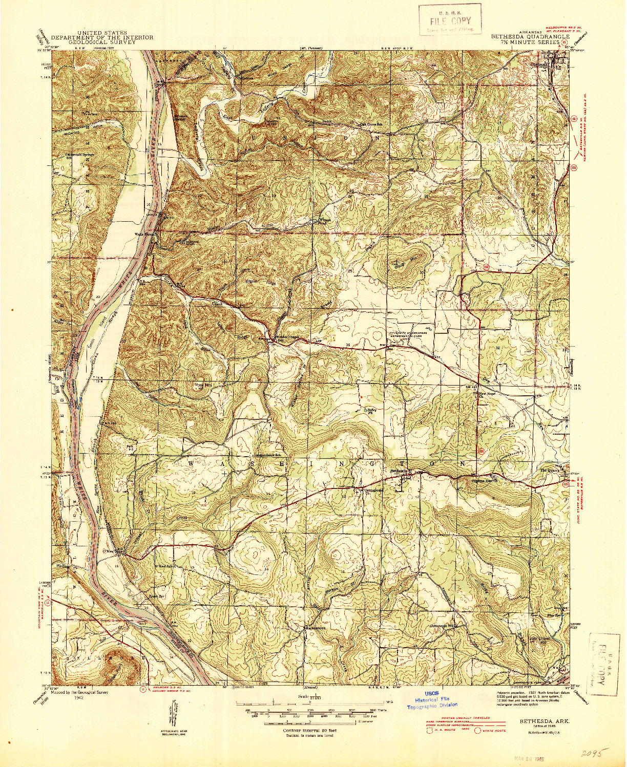 USGS 1:31680-SCALE QUADRANGLE FOR BETHESDA, AR 1942