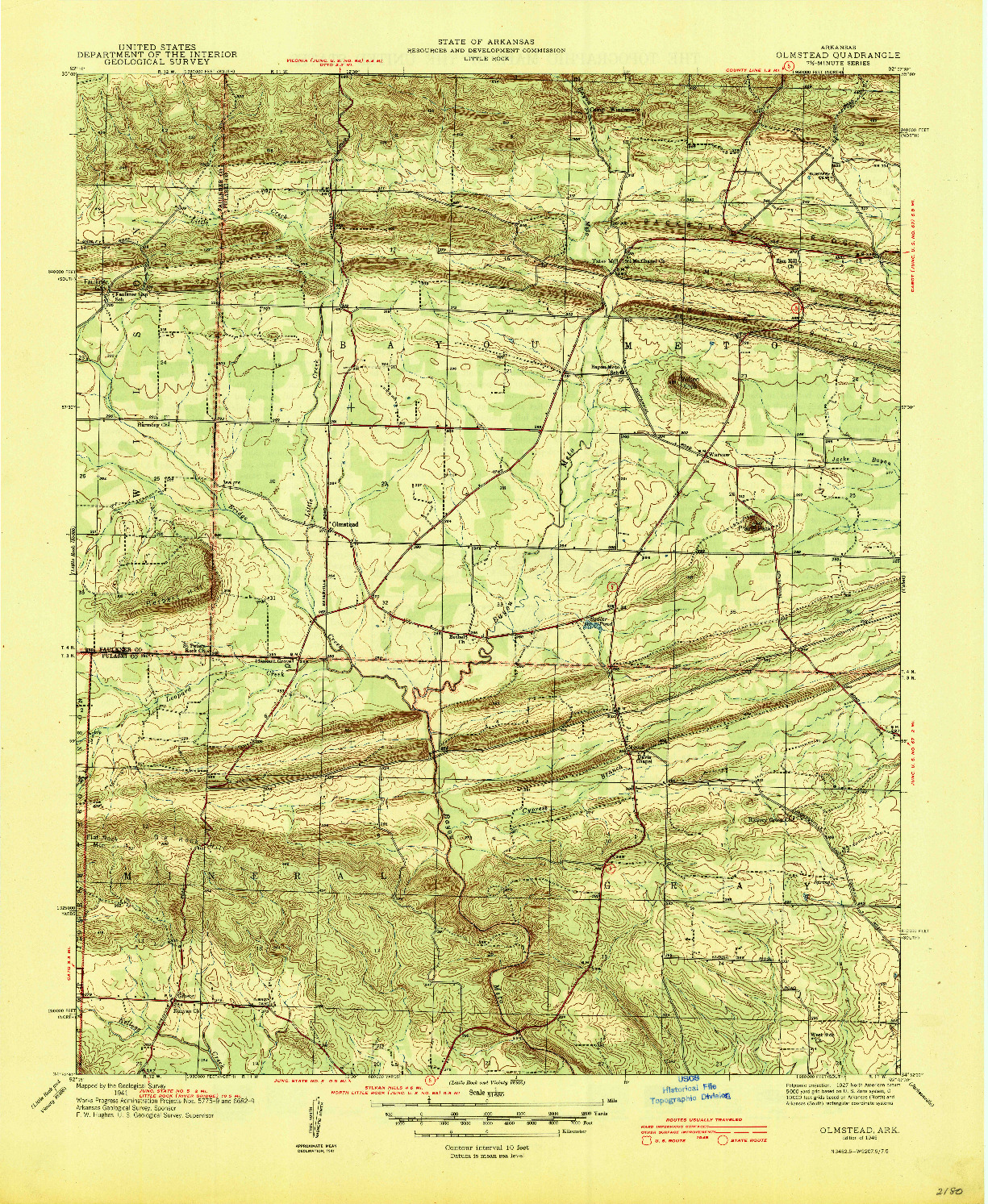 USGS 1:31680-SCALE QUADRANGLE FOR OLMSTEAD, AR 1941