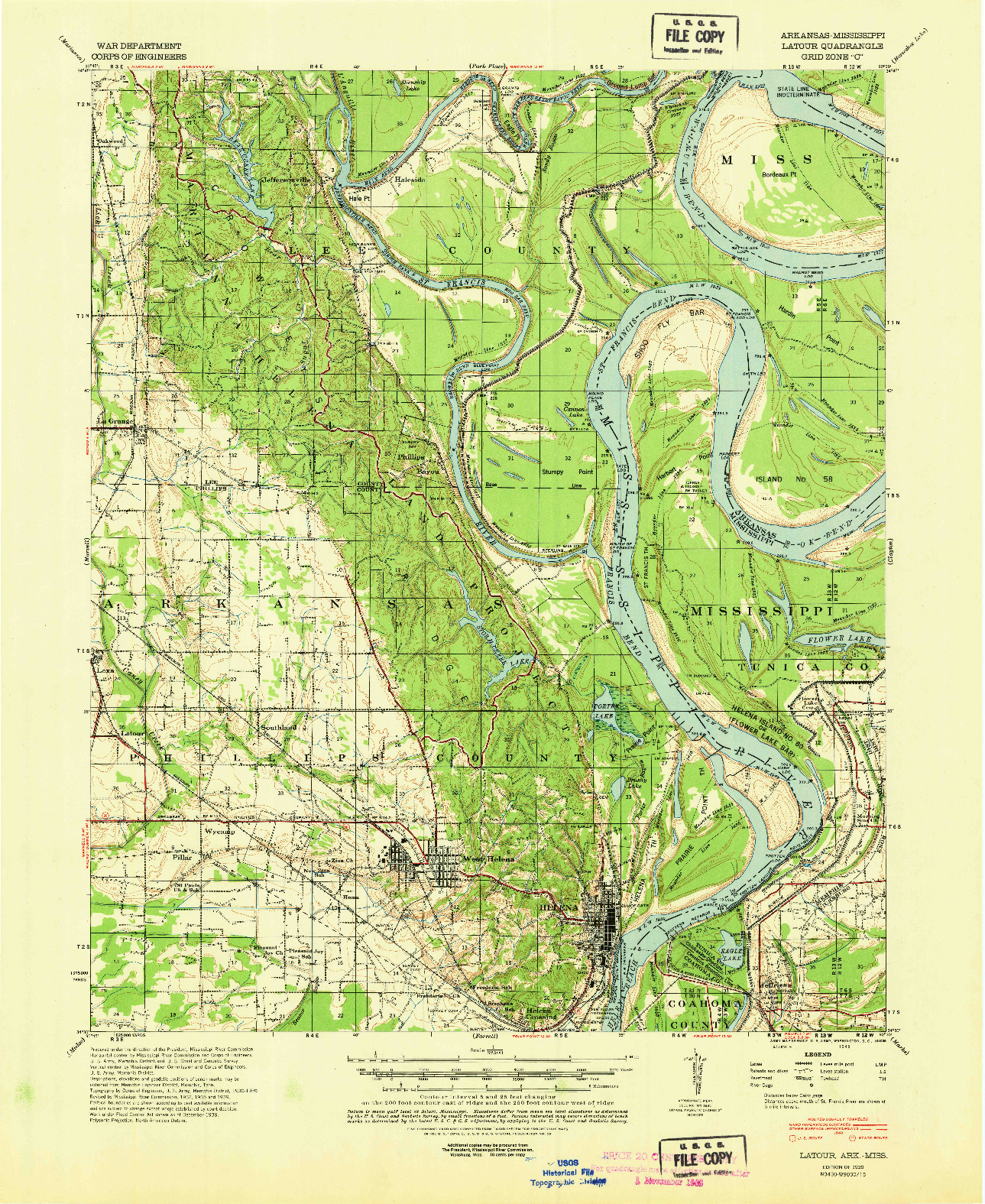 USGS 1:62500-SCALE QUADRANGLE FOR LATOUR, AR 1939