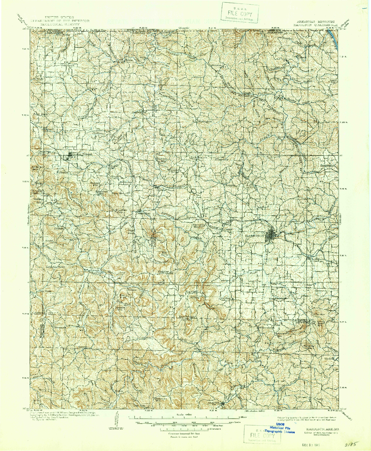 USGS 1:125000-SCALE QUADRANGLE FOR HARRISON, AR 1905