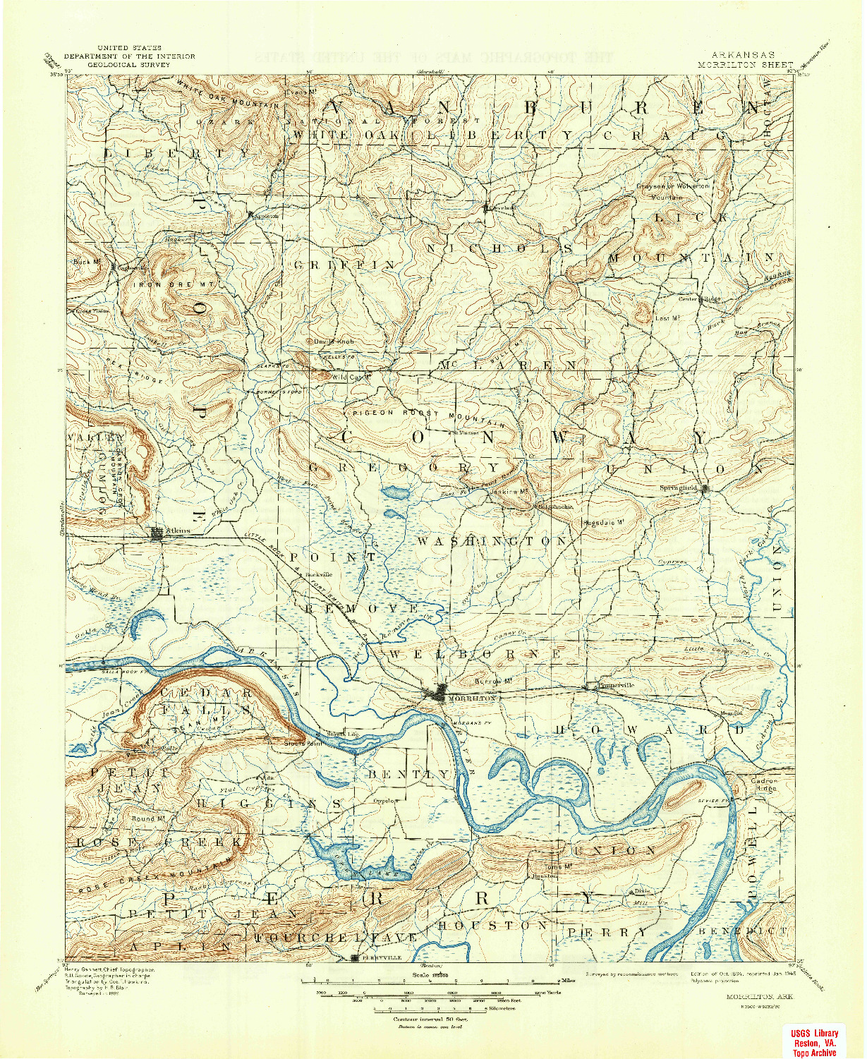 USGS 1:125000-SCALE QUADRANGLE FOR MORRILTON, AR 1894