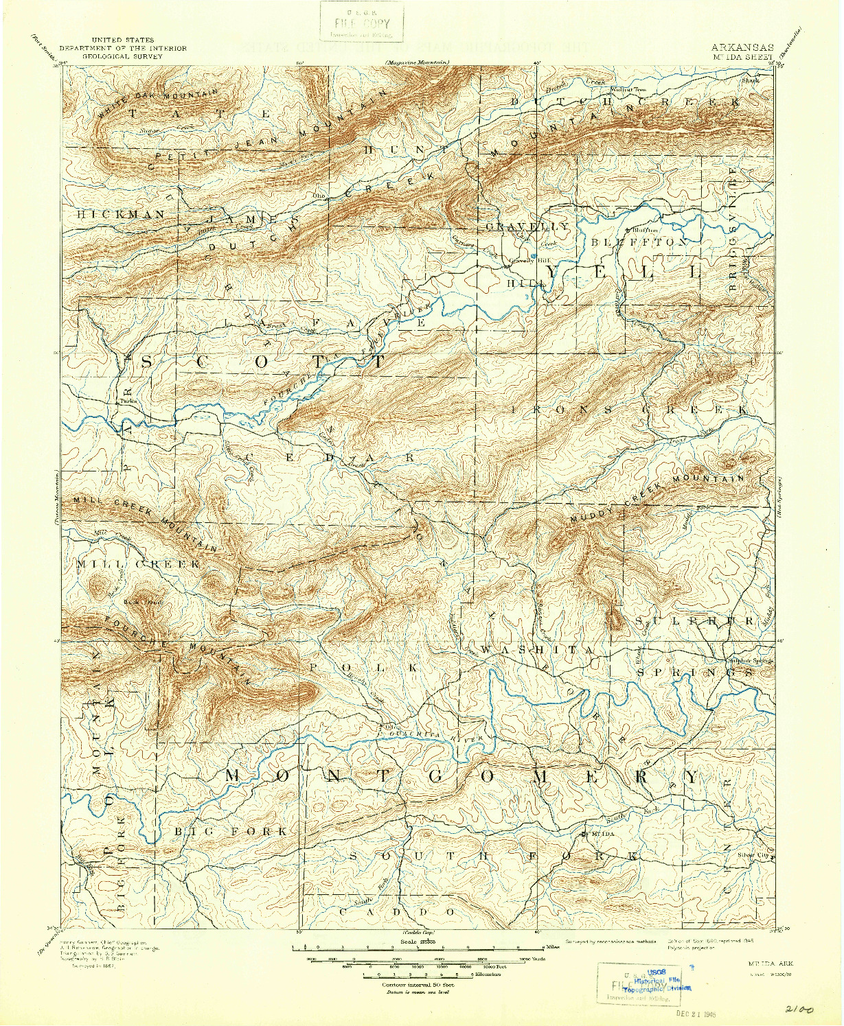 USGS 1:125000-SCALE QUADRANGLE FOR MT IDA, AR 1890