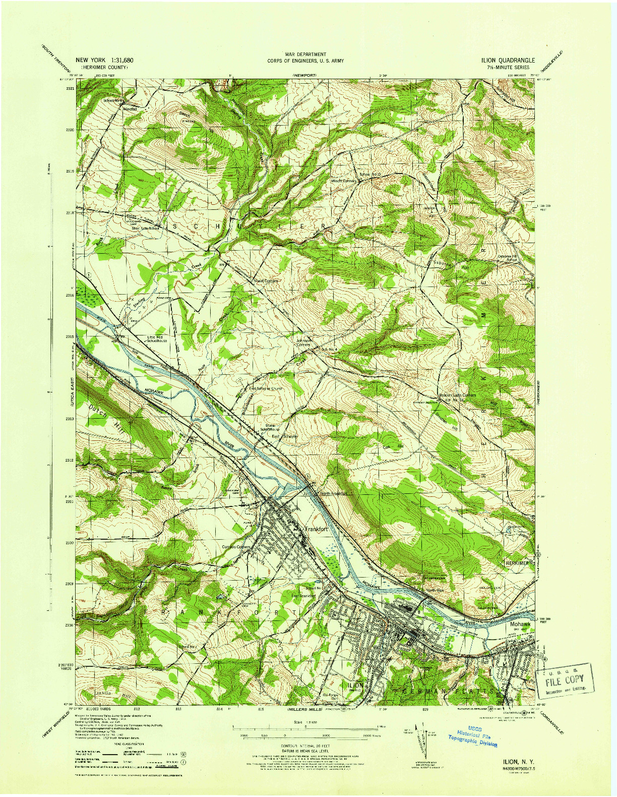 USGS 1:31680-SCALE QUADRANGLE FOR ILION, NY 1945