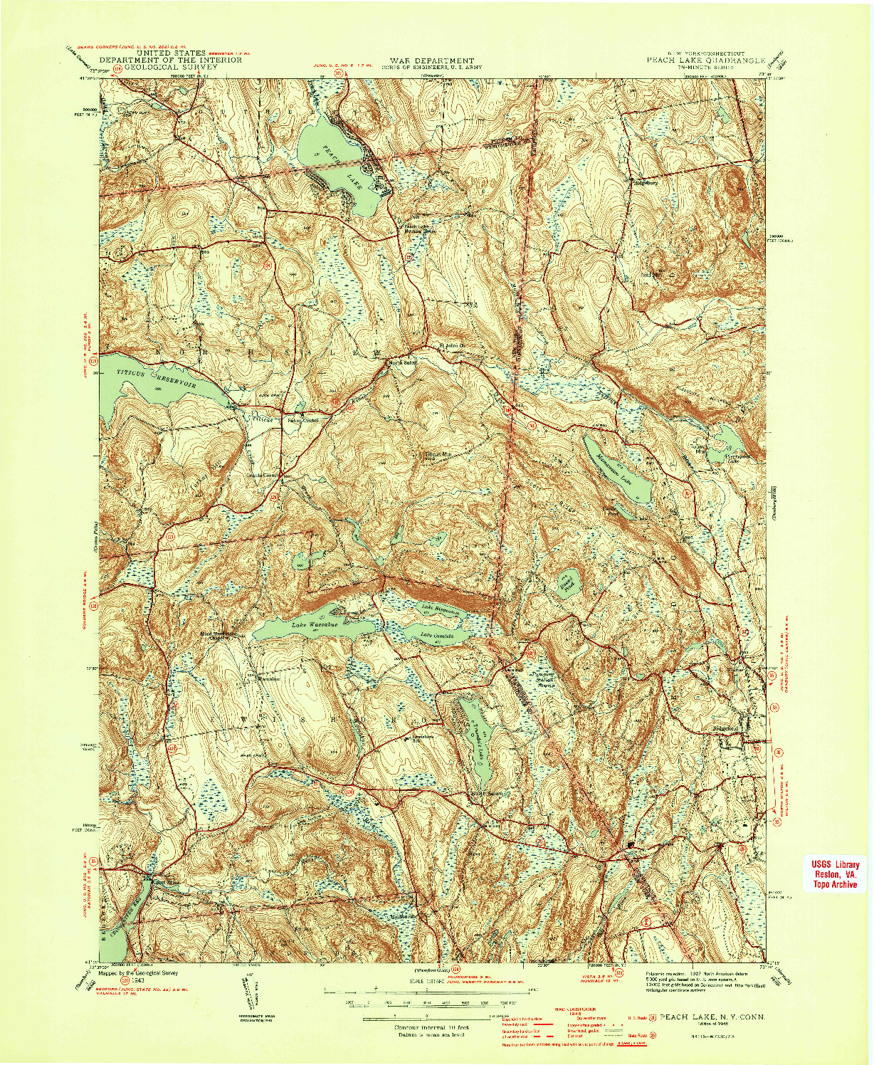 USGS 1:31680-SCALE QUADRANGLE FOR PEACH LAKE, NY 1945