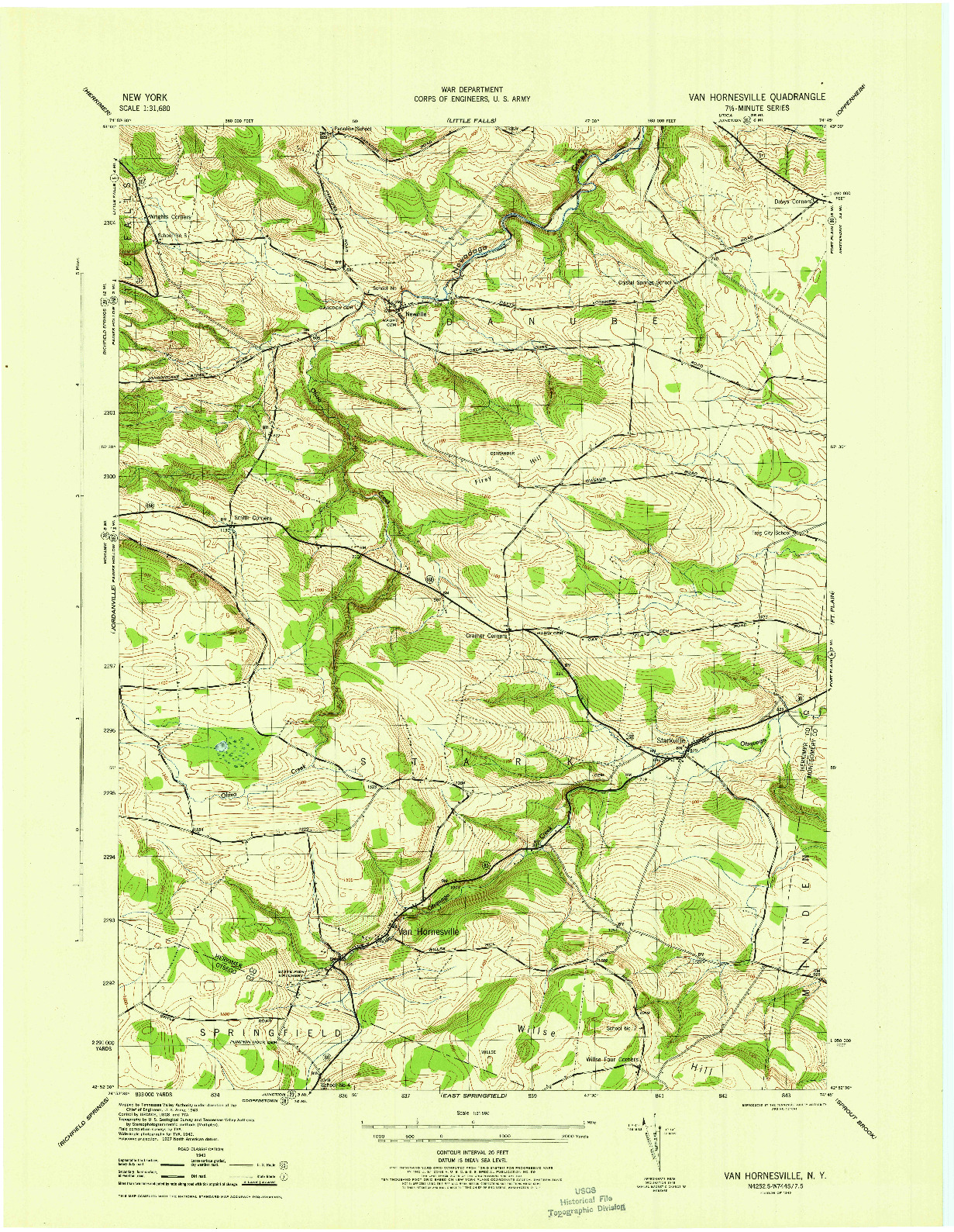 USGS 1:31680-SCALE QUADRANGLE FOR VAN HORNESVILLE, NY 1945