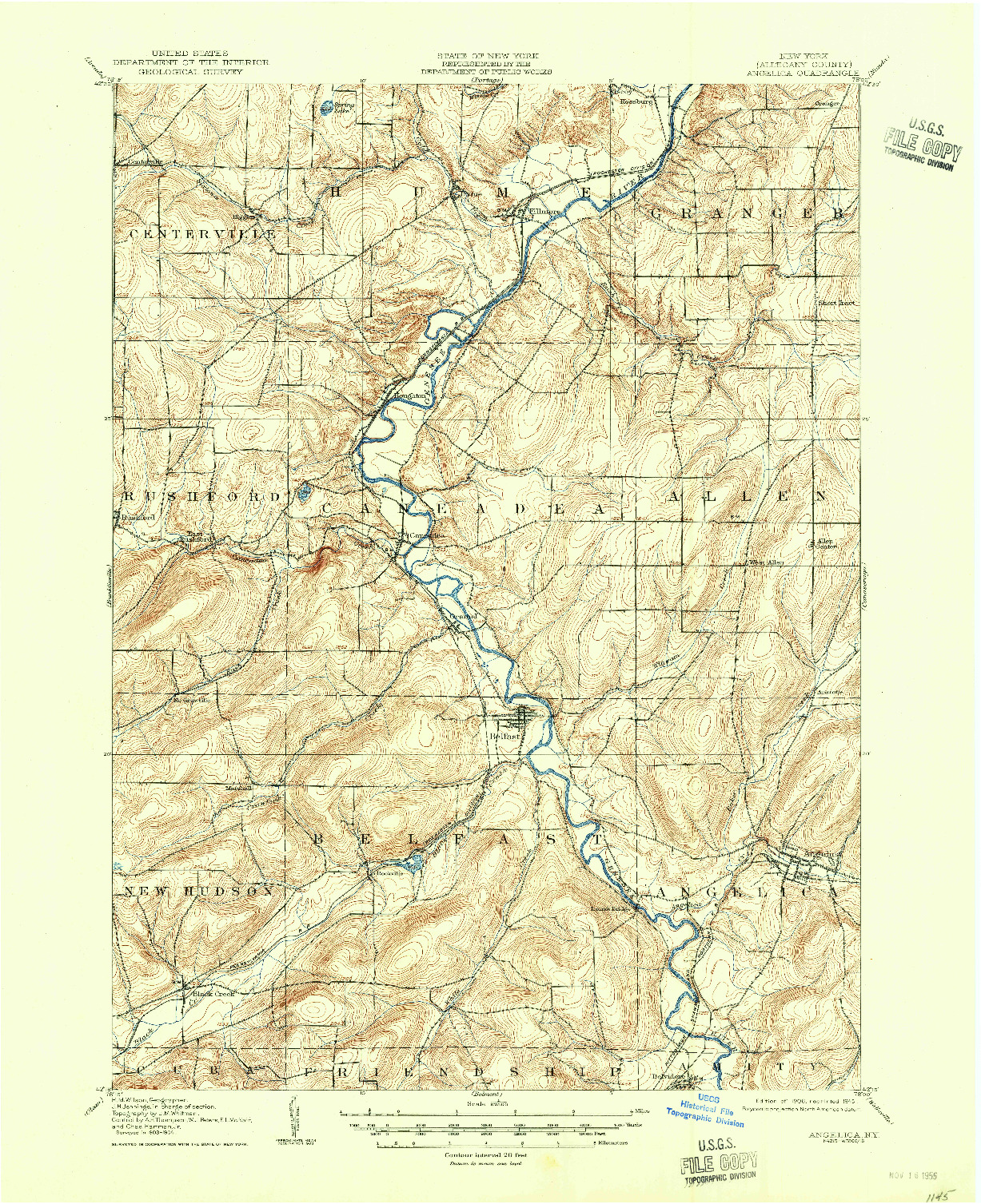 USGS 1:62500-SCALE QUADRANGLE FOR ANGELICA, NY 1906