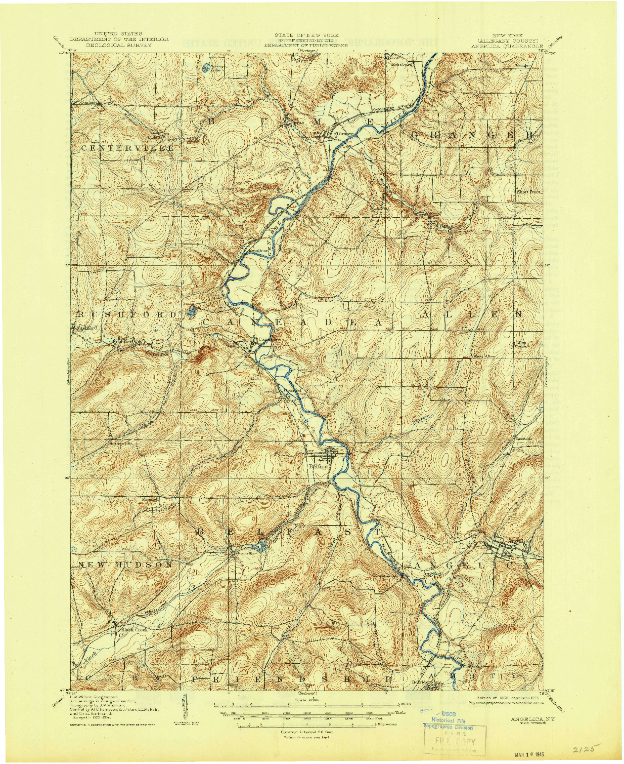USGS 1:62500-SCALE QUADRANGLE FOR ANGELICA, NY 1906