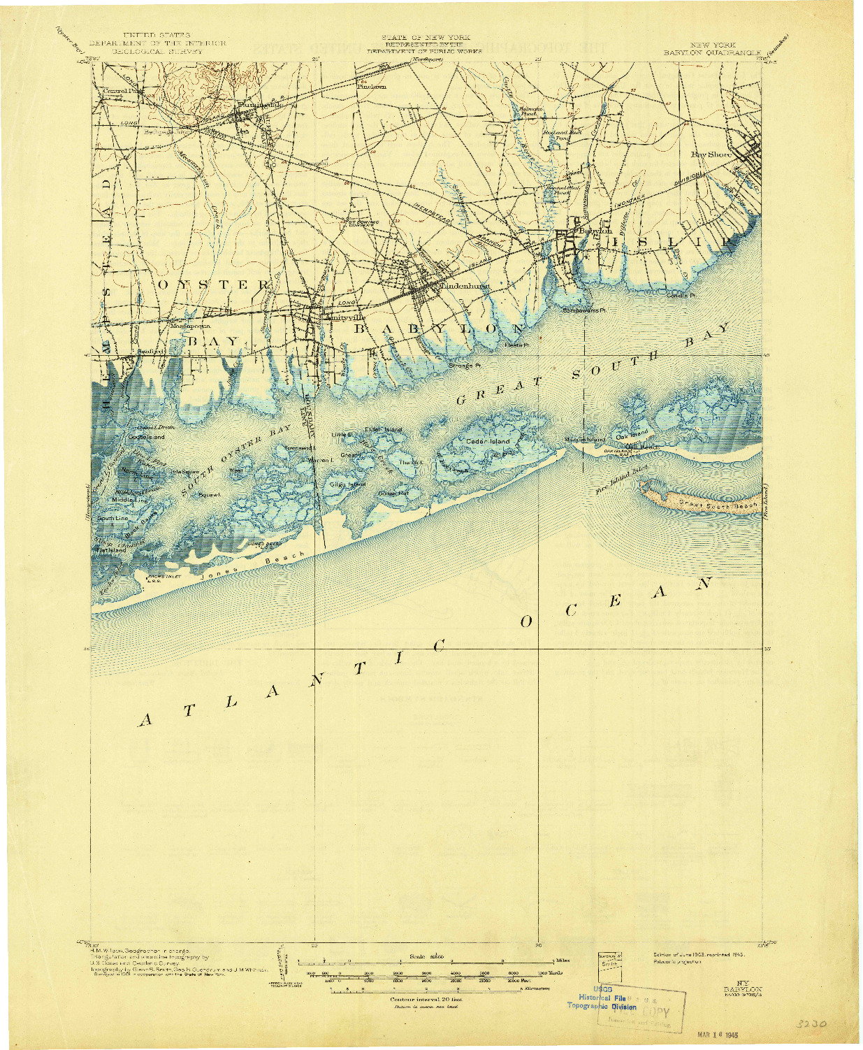 USGS 1:62500-SCALE QUADRANGLE FOR BABYLON, NY 1903