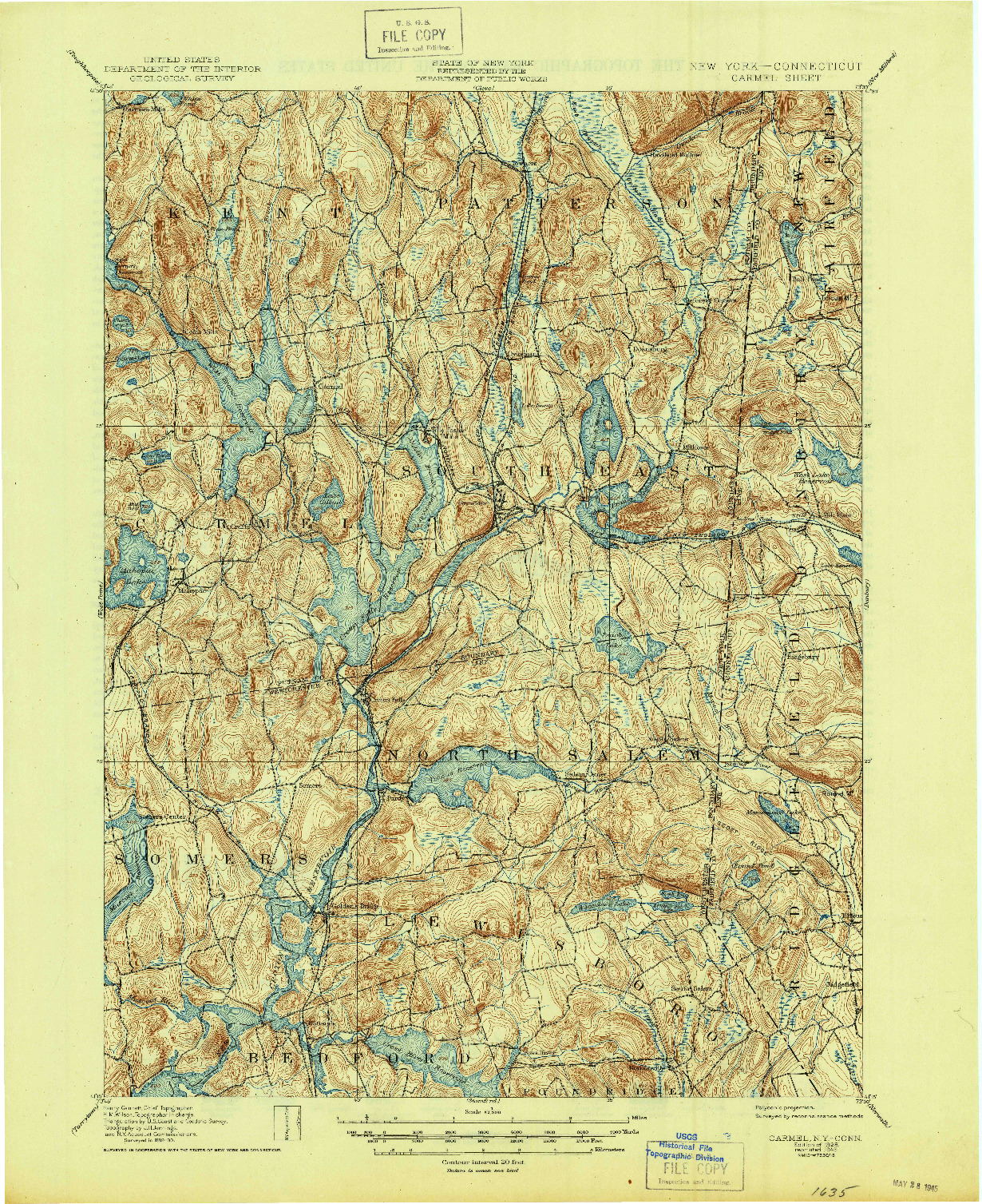 USGS 1:62500-SCALE QUADRANGLE FOR CARMEL, NY 1928