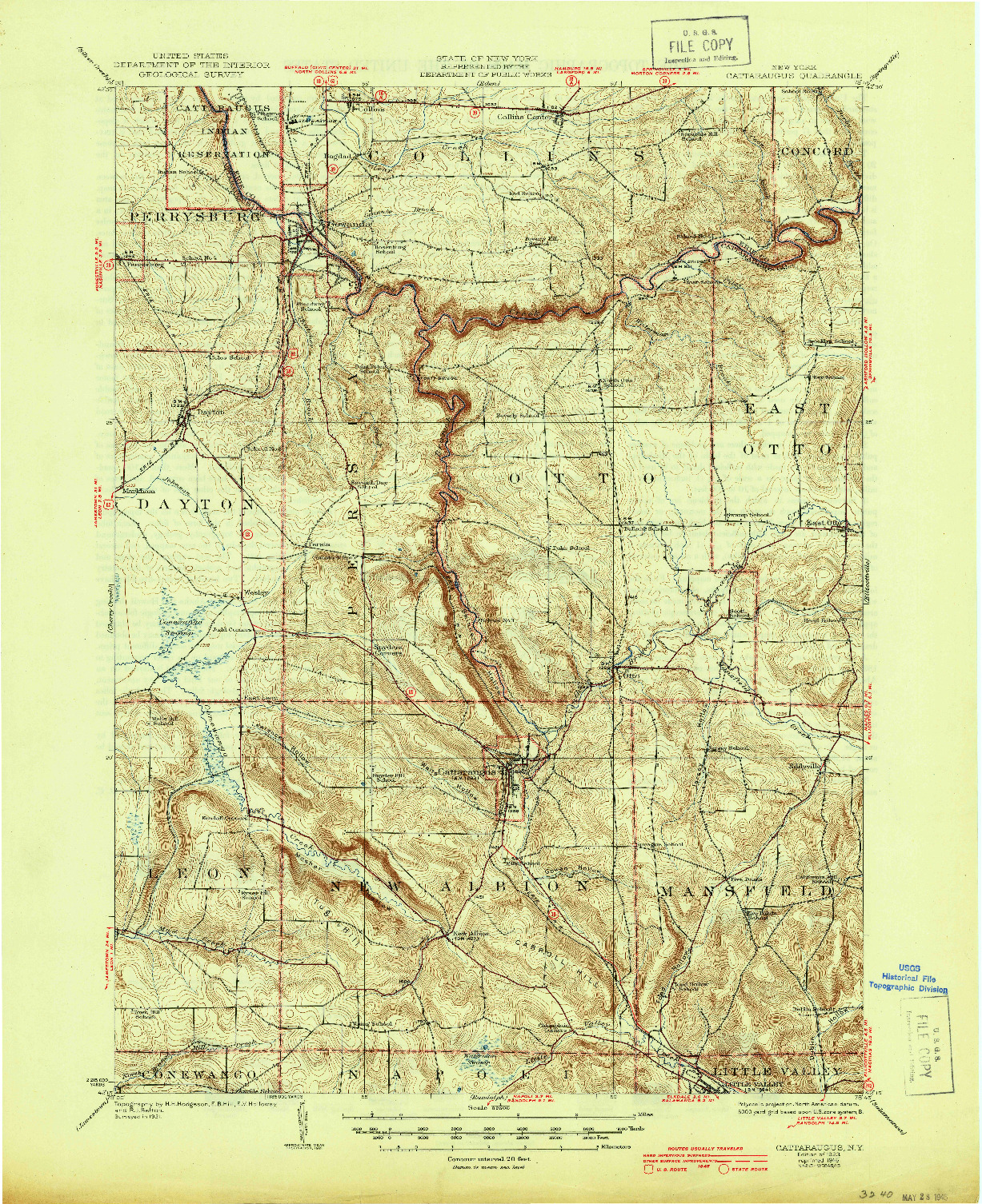 USGS 1:62500-SCALE QUADRANGLE FOR CATTARAUGUS, NY 1923