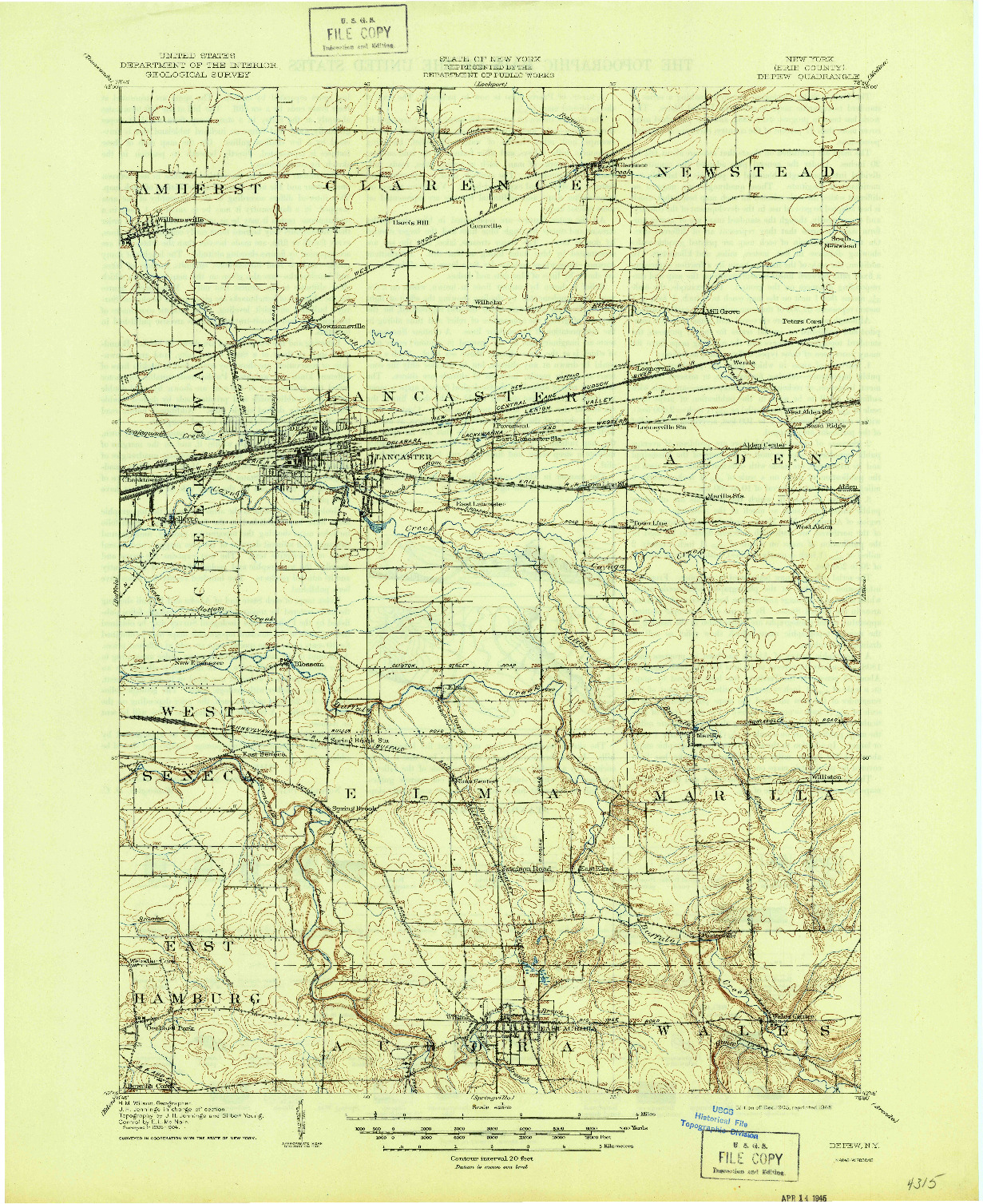 USGS 1:62500-SCALE QUADRANGLE FOR DEPEW, NY 1905