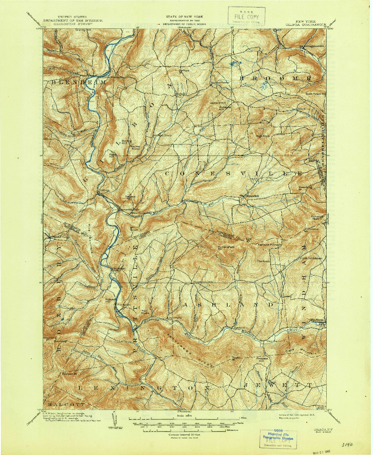 USGS 1:62500-SCALE QUADRANGLE FOR GILBOA, NY 1903