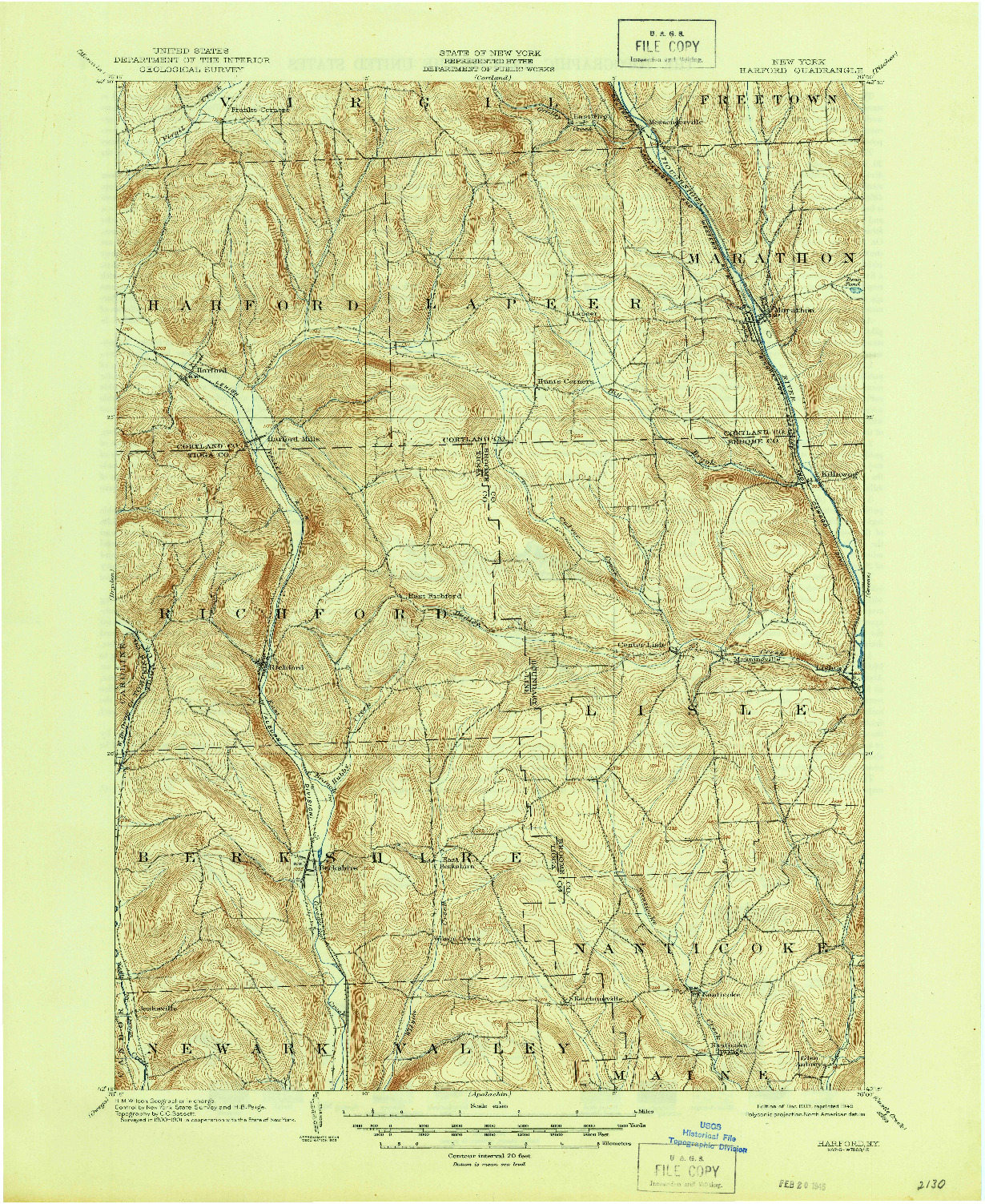 USGS 1:62500-SCALE QUADRANGLE FOR HARFORD, NY 1903
