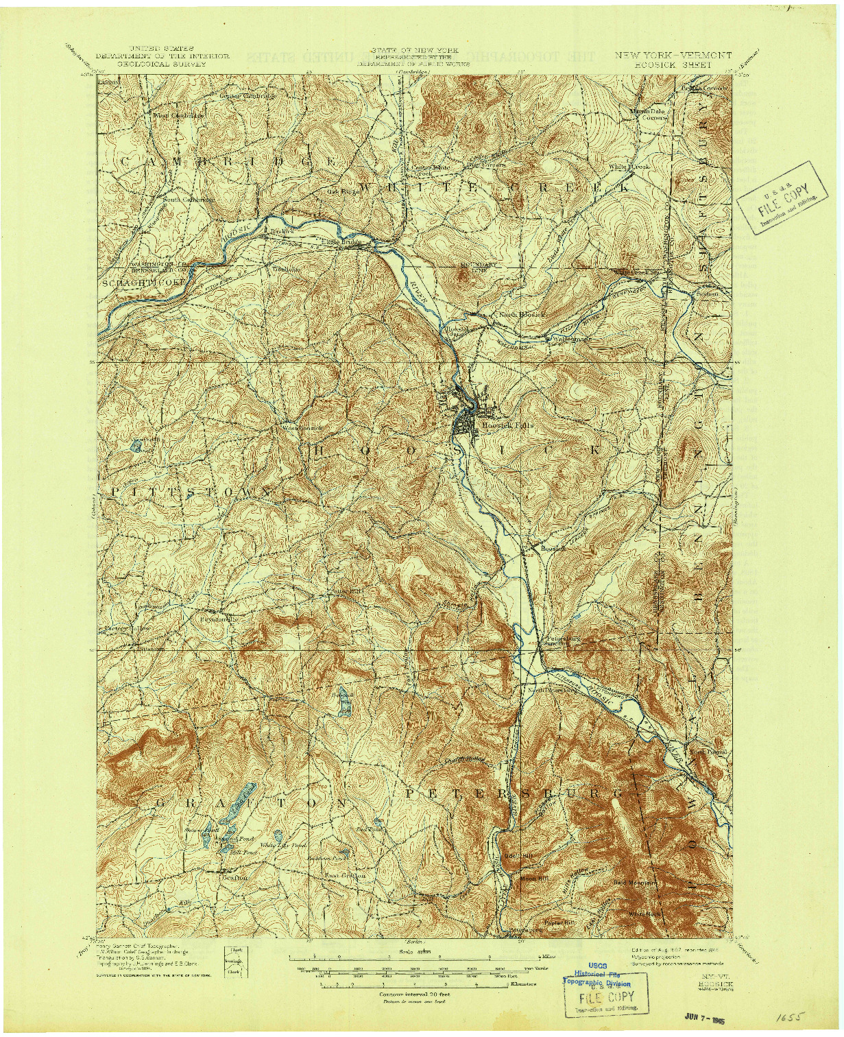 USGS 1:62500-SCALE QUADRANGLE FOR HOOSICK, NY 1897