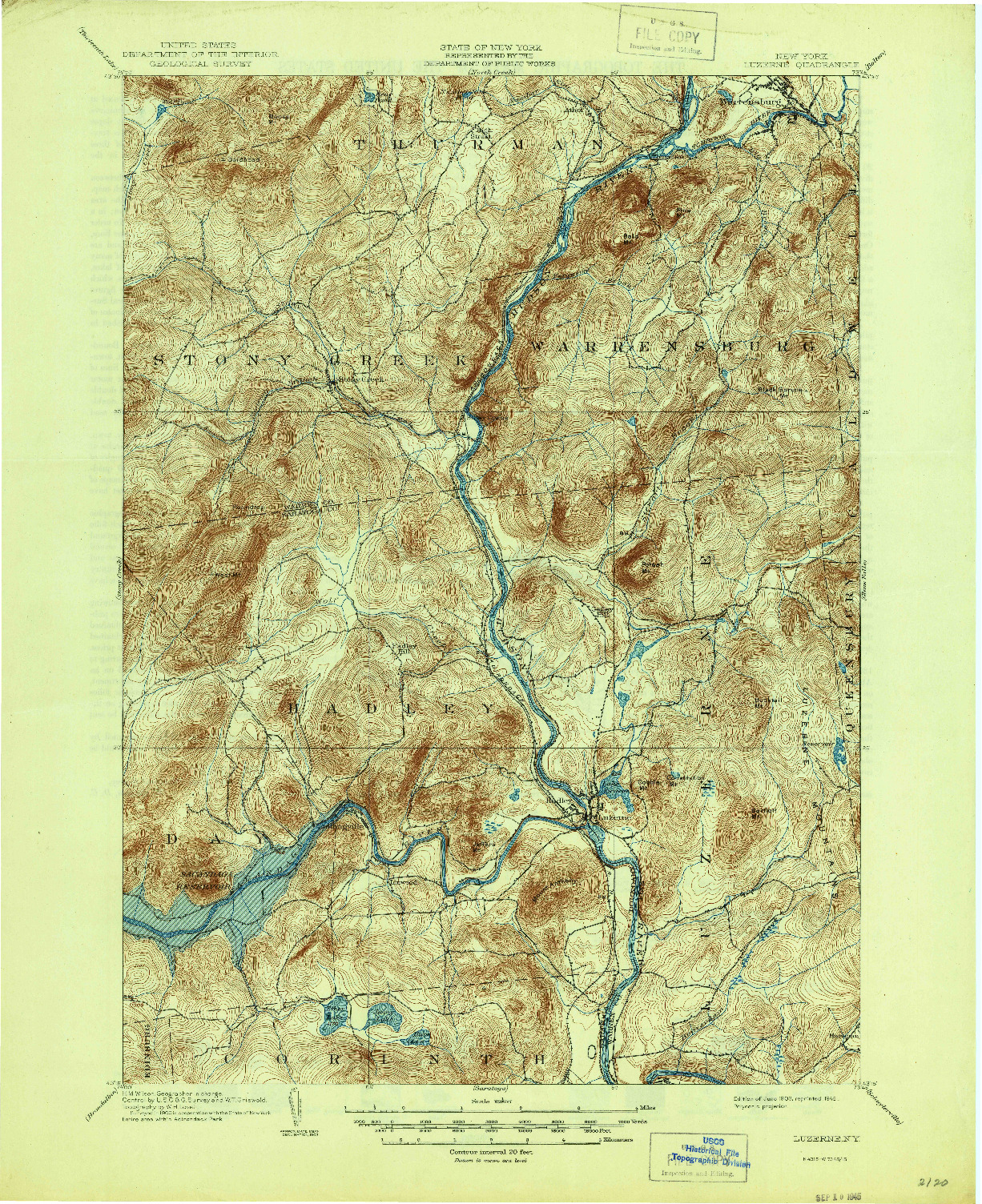 USGS 1:62500-SCALE QUADRANGLE FOR LUZERNE, NY 1903