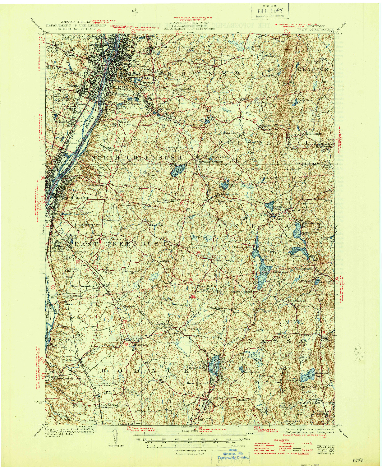 USGS 1:62500-SCALE QUADRANGLE FOR TROY, NY 1928