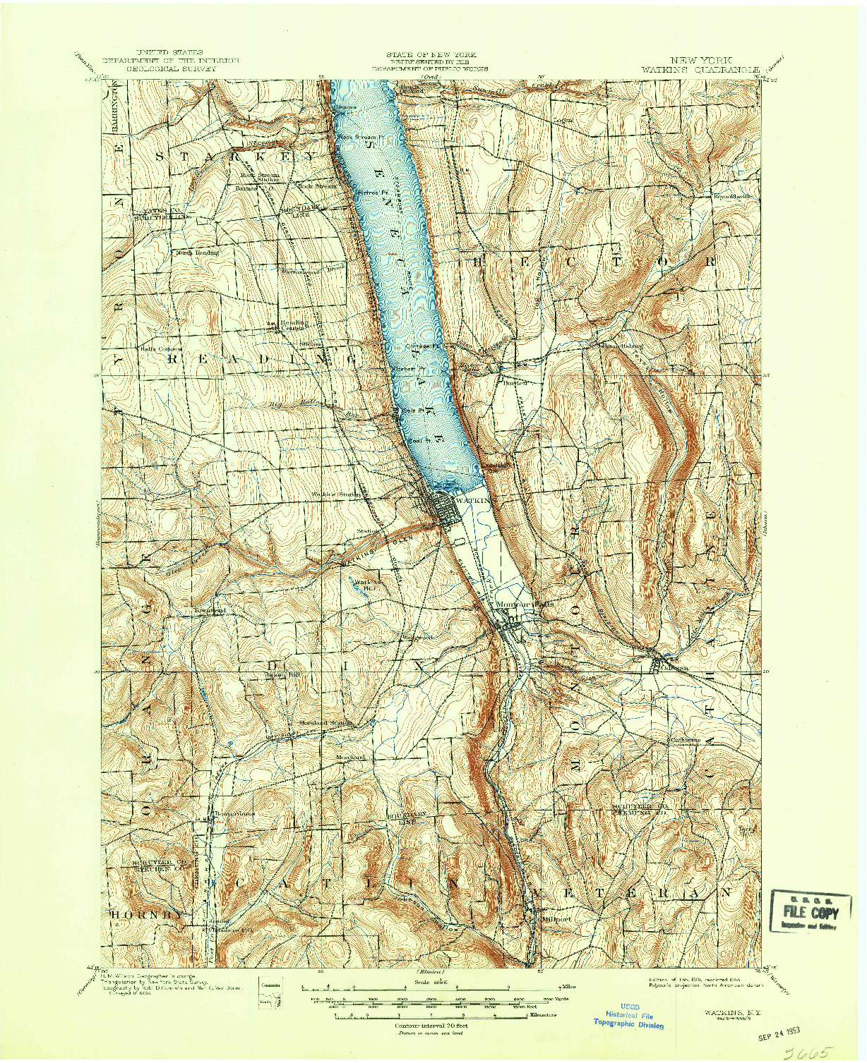 USGS 1:62500-SCALE QUADRANGLE FOR WATKINS, NY 1901