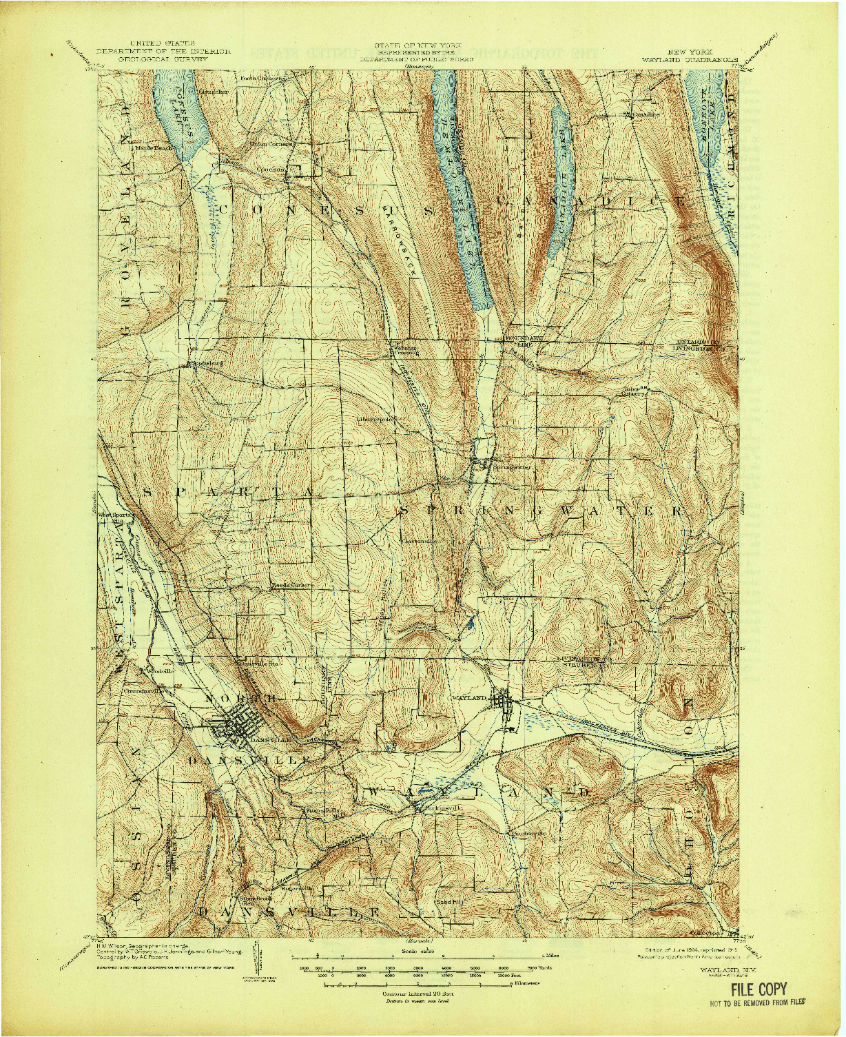 USGS 1:62500-SCALE QUADRANGLE FOR WAYLAND, NY 1904