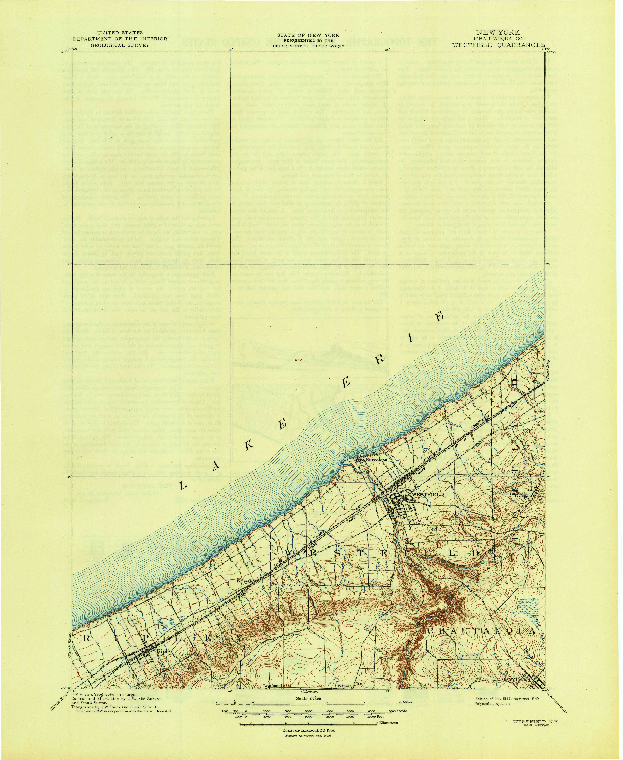 USGS 1:62500-SCALE QUADRANGLE FOR WESTFIELD, NY 1899
