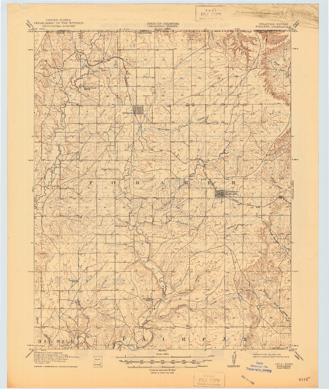 USGS 1:62500-SCALE QUADRANGLE FOR FORAKER, OK 1916