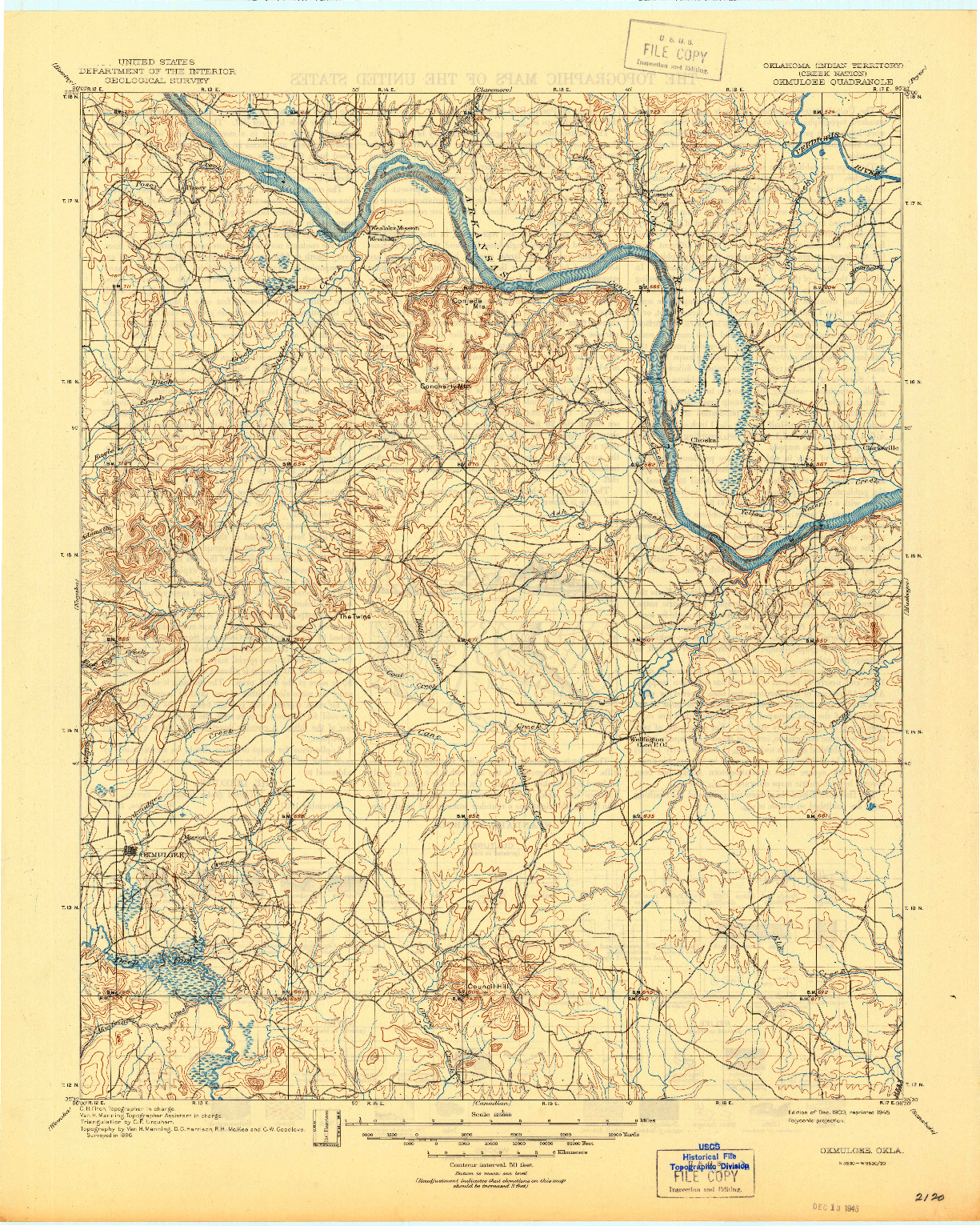 USGS 1:125000-SCALE QUADRANGLE FOR OKMULGEE, OK 1900