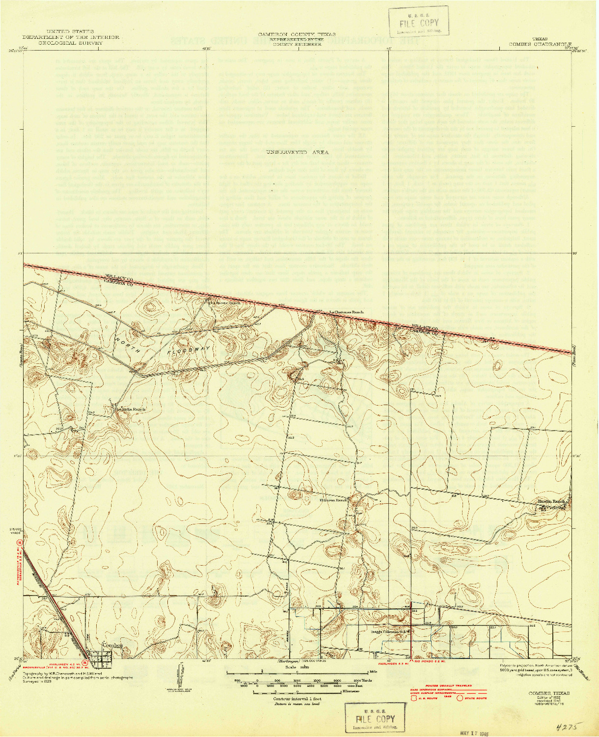 USGS 1:31680-SCALE QUADRANGLE FOR COMBES, TX 1932