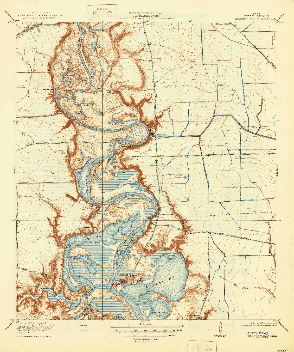 USGS 1:31680-SCALE QUADRANGLE FOR HIGHLANDS, TX 1920