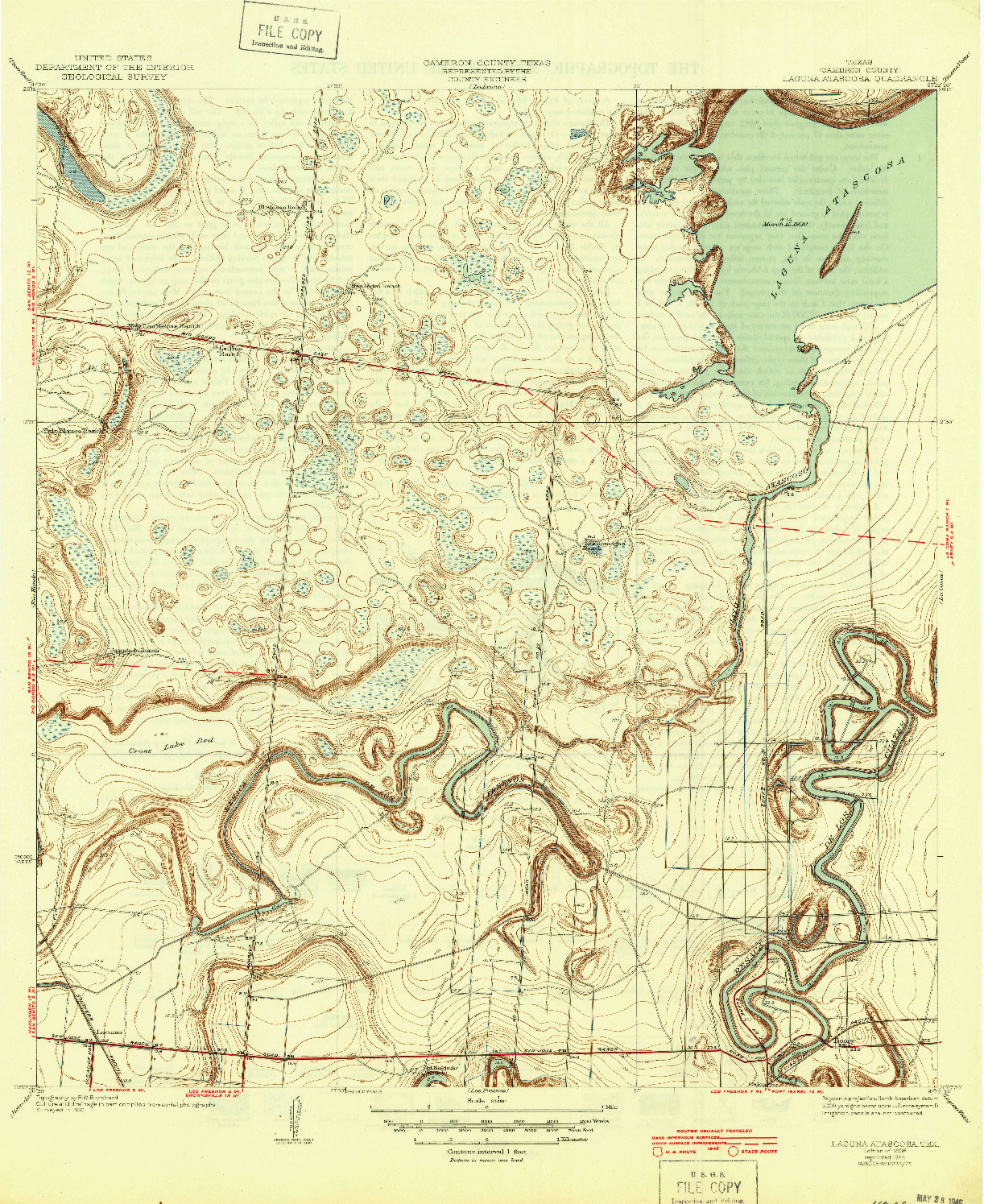 USGS 1:31680-SCALE QUADRANGLE FOR LAGUNA ATASCOSA, TX 1936
