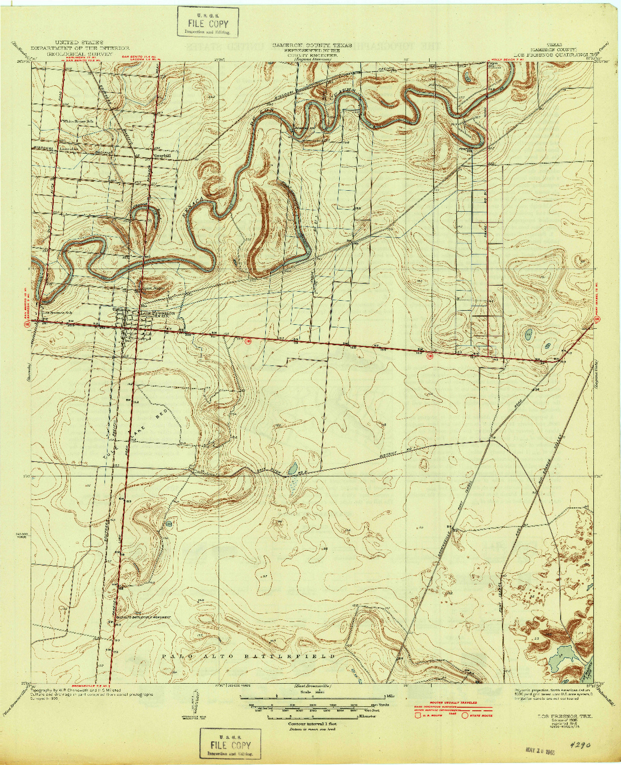 USGS 1:31680-SCALE QUADRANGLE FOR LOS FRESNOS, TX 1936