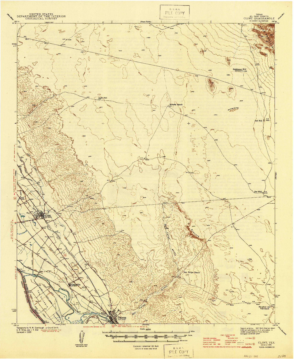 USGS 1:62500-SCALE QUADRANGLE FOR CLINT, TX 1945