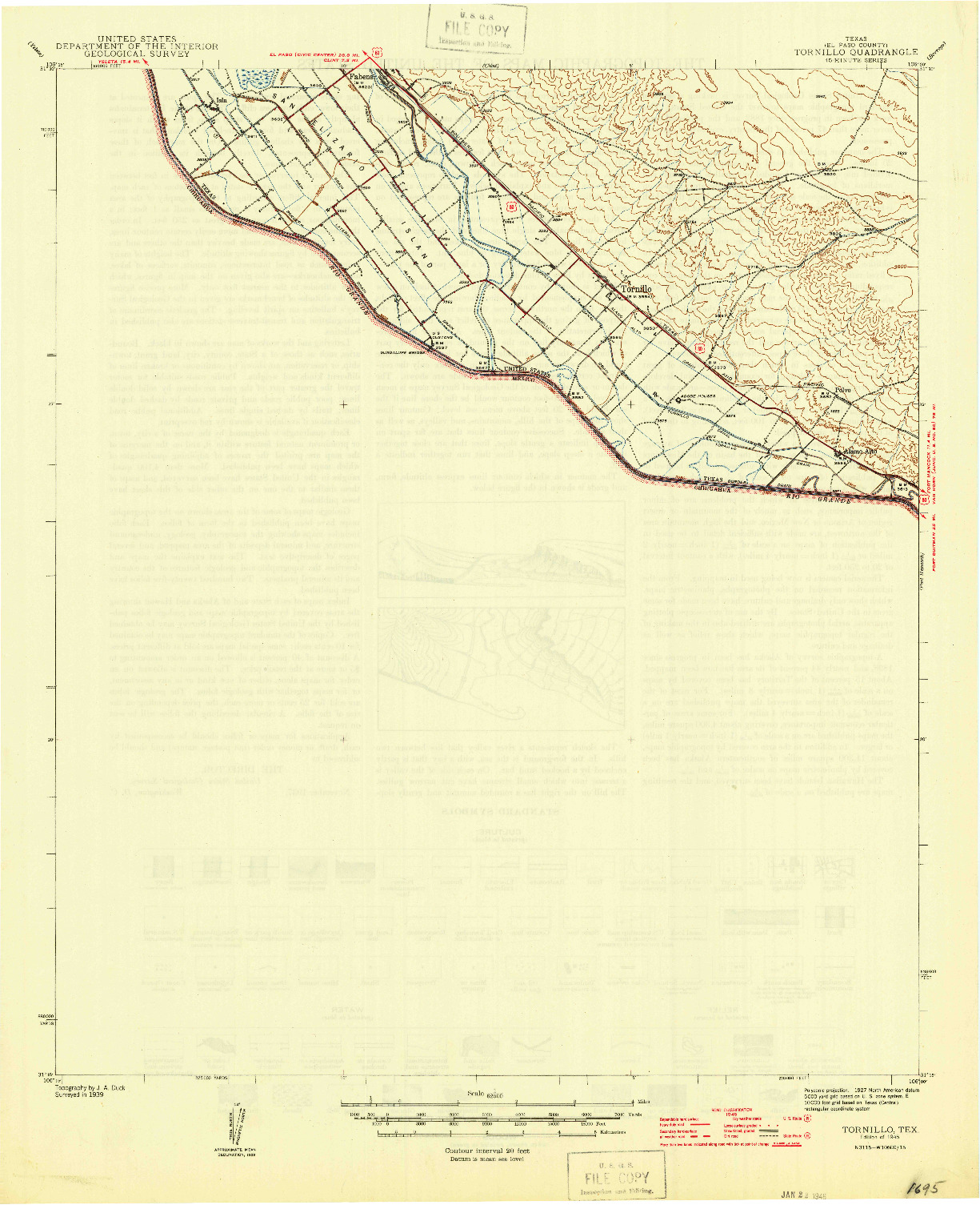 USGS 1:62500-SCALE QUADRANGLE FOR TORNILLO, TX 1945