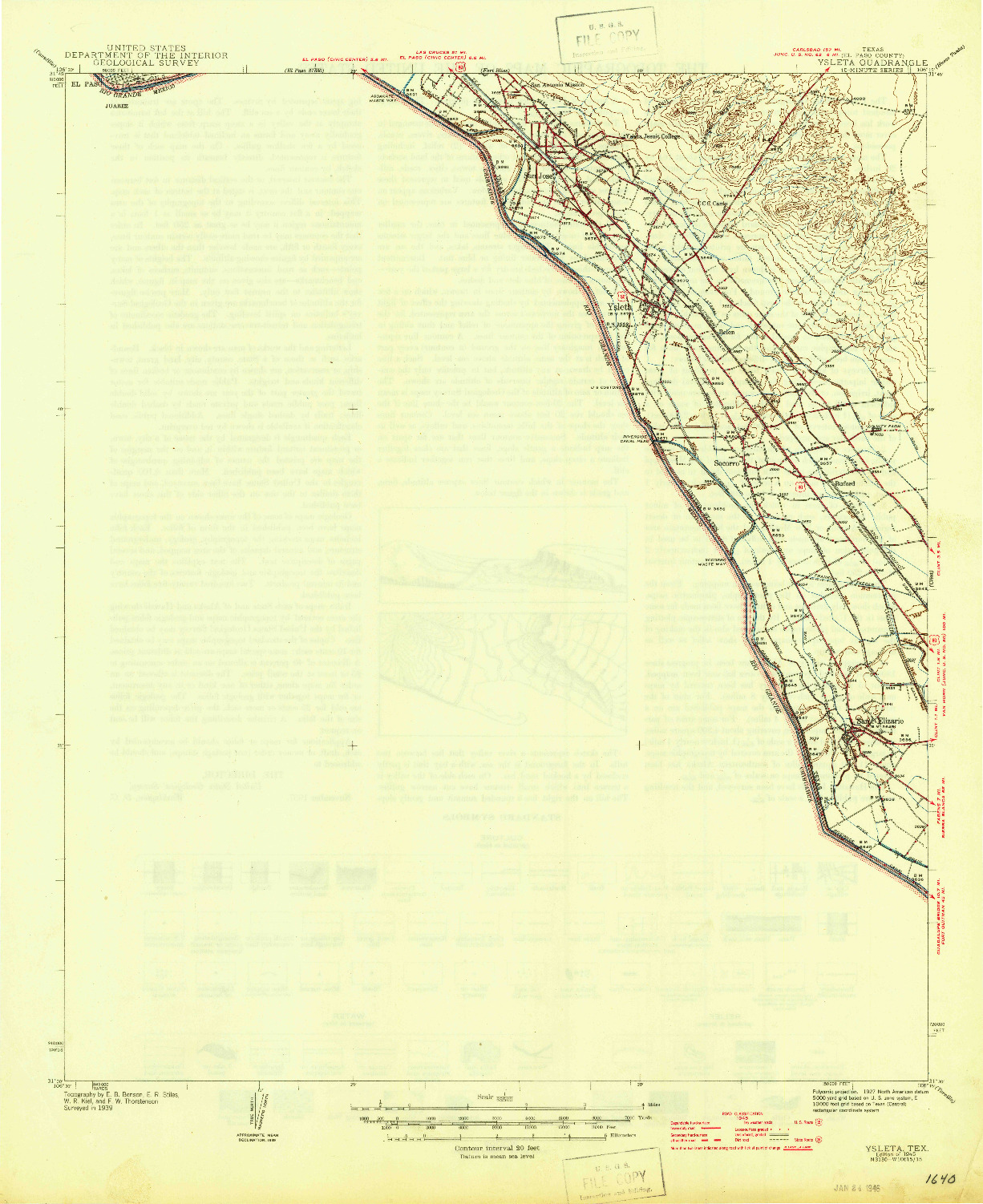 USGS 1:62500-SCALE QUADRANGLE FOR YSLETA, TX 1945