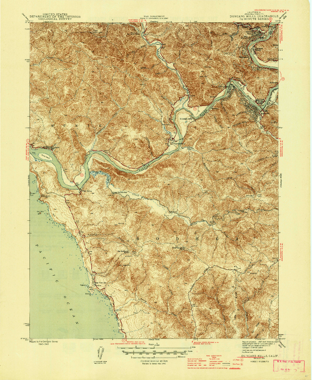USGS 1:31680-SCALE QUADRANGLE FOR DUNCANS MILLS, CA 1945