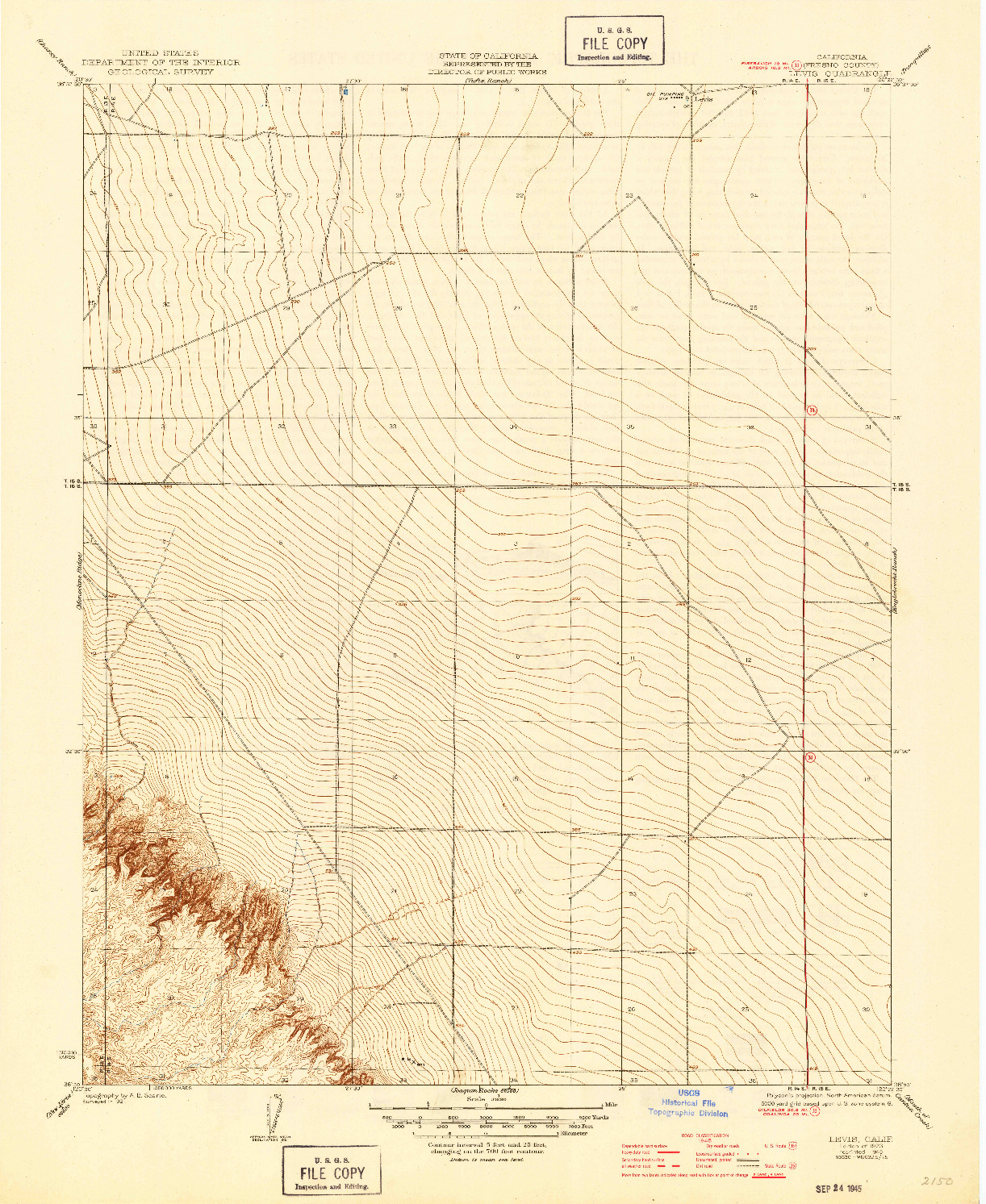 USGS 1:31680-SCALE QUADRANGLE FOR LEVIS, CA 1923