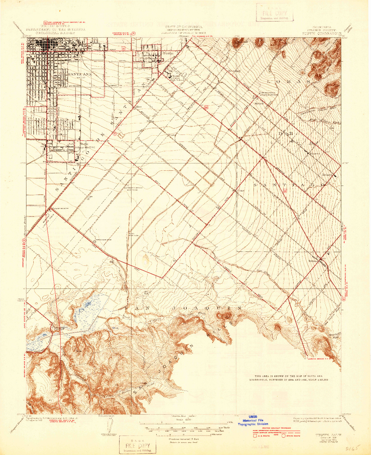 USGS 1:31680-SCALE QUADRANGLE FOR TUSTIN, CA 1935