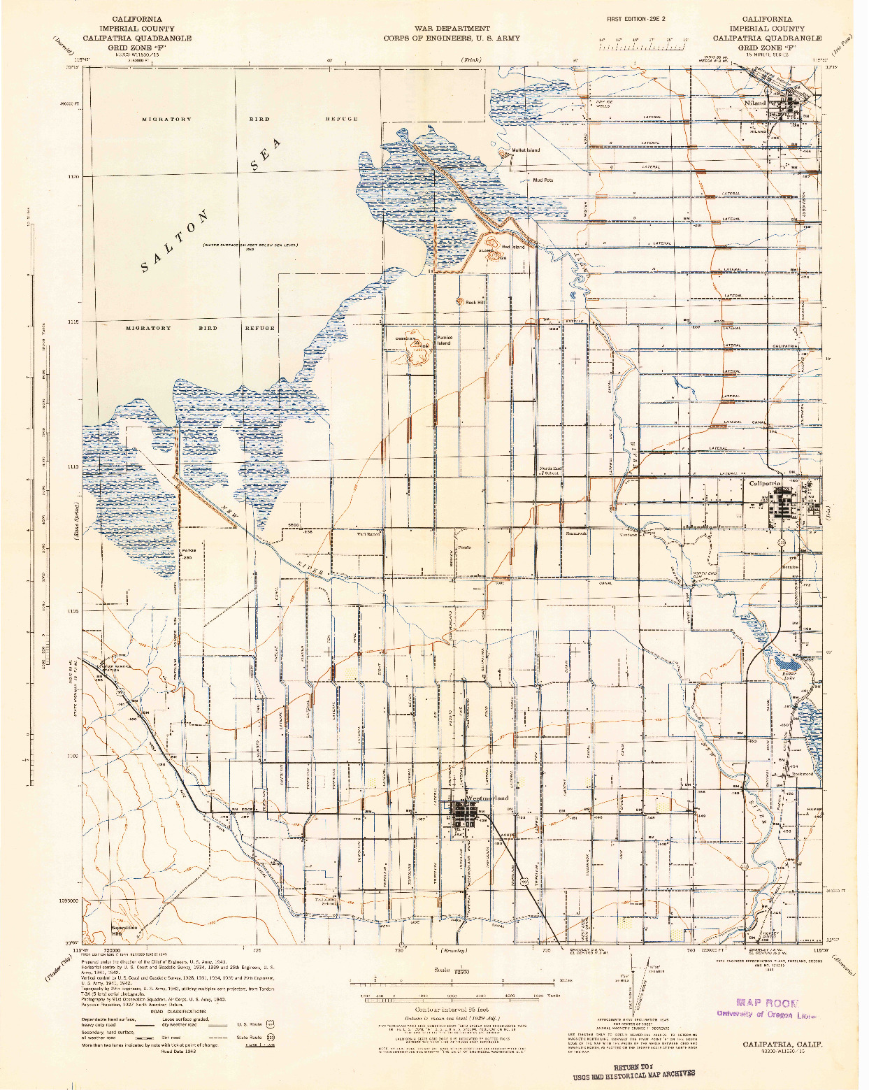 USGS 1:62500-SCALE QUADRANGLE FOR CALIPATRIA, CA 1944