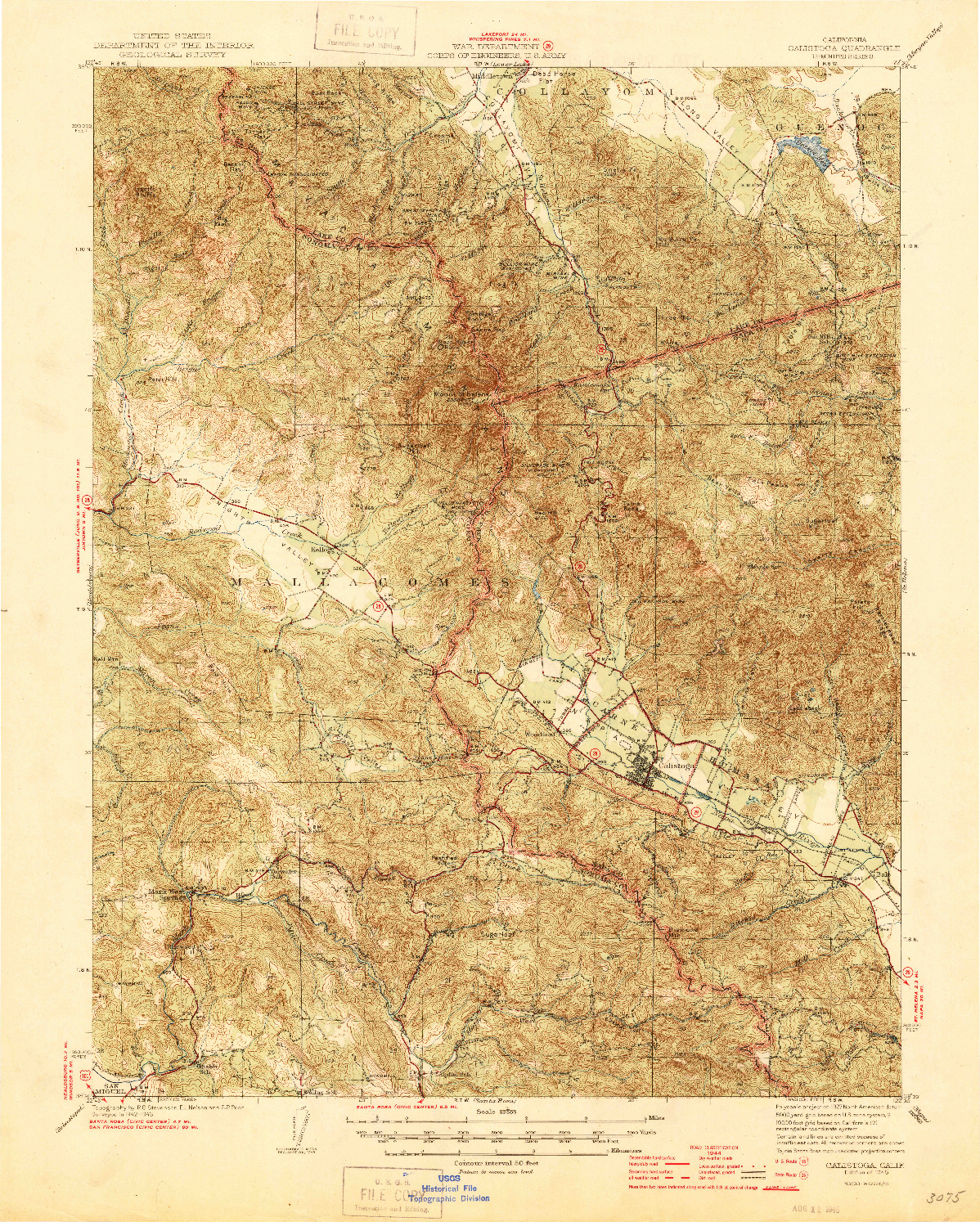 USGS 1:62500-SCALE QUADRANGLE FOR CALISTOGA, CA 1945