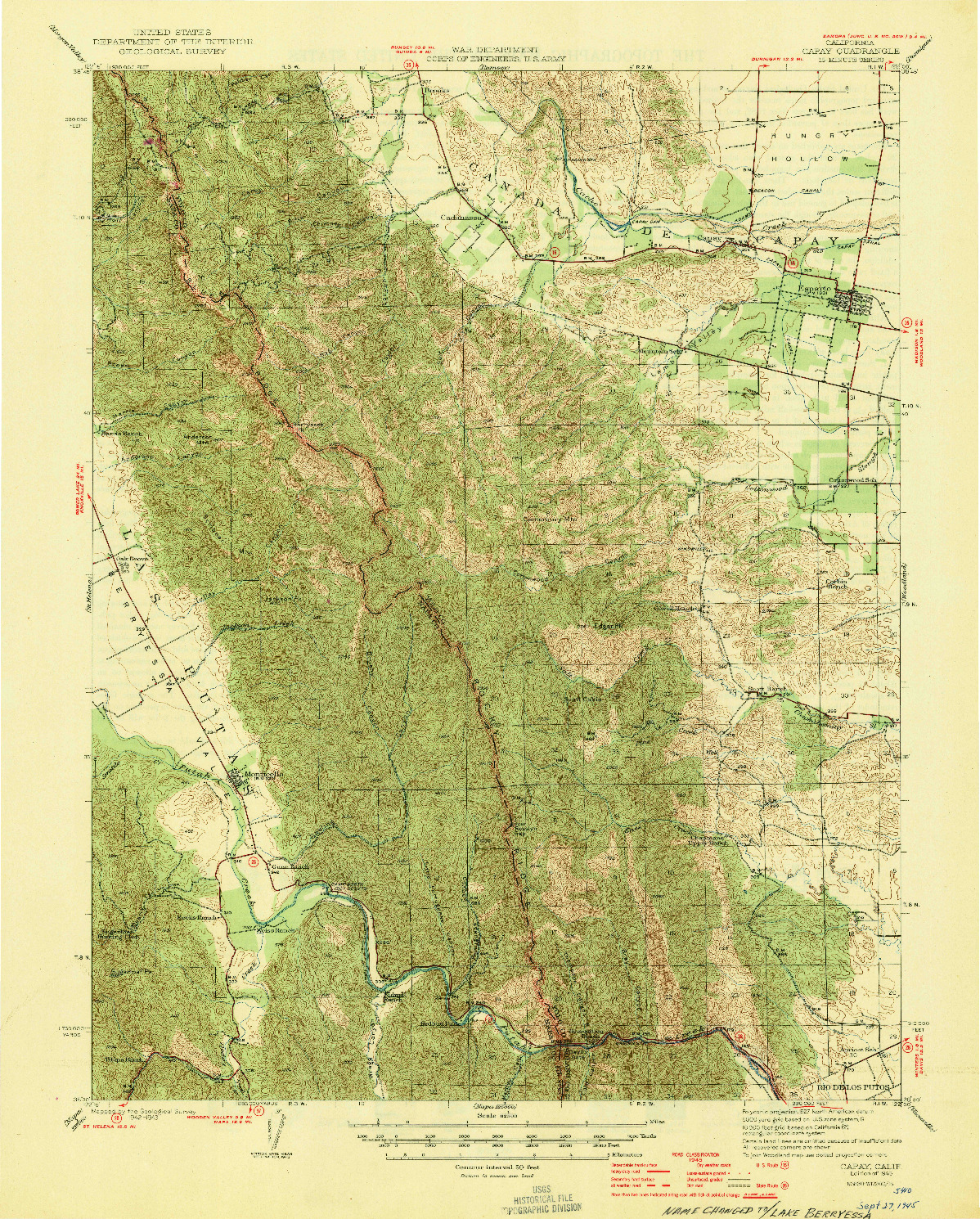 USGS 1:62500-SCALE QUADRANGLE FOR CAPAY, CA 1943